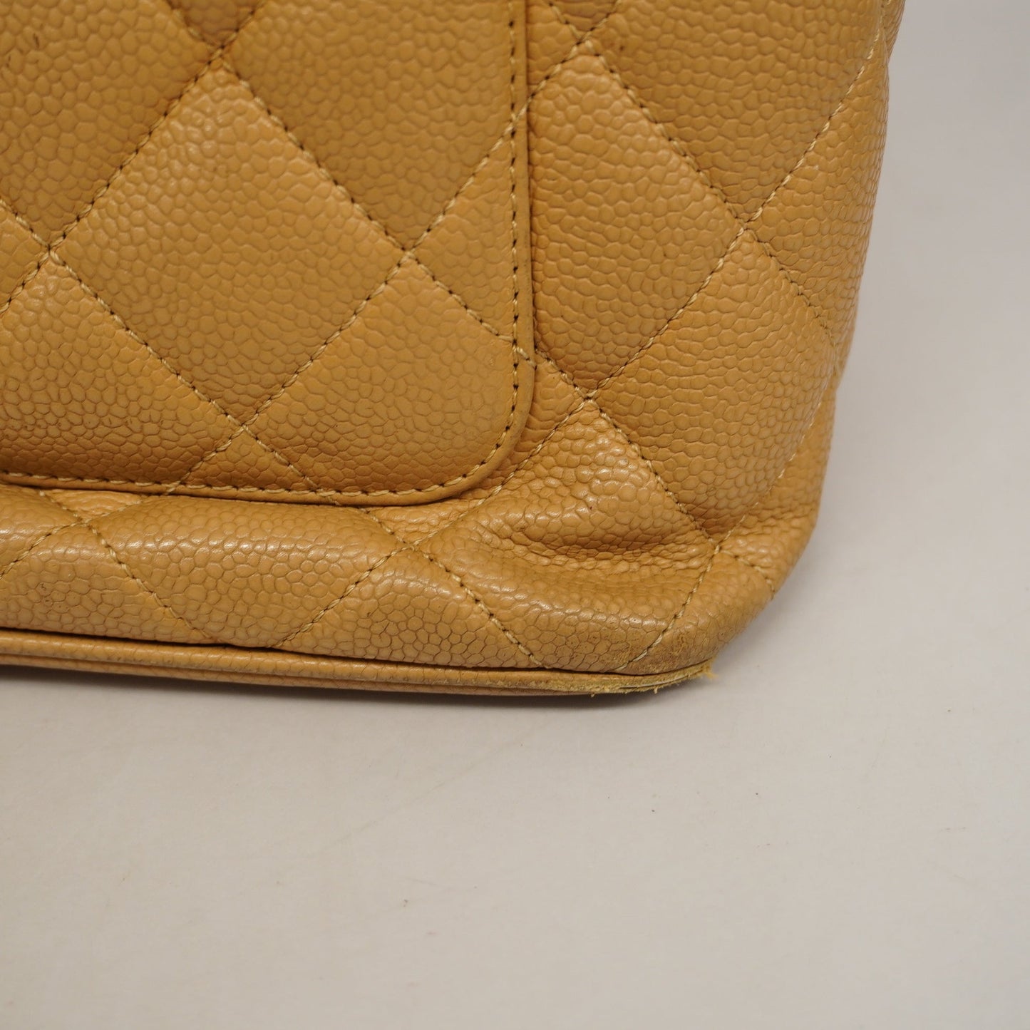 CHANEL Reprint Tote Women's Caviar Leather Tote Bag Beige