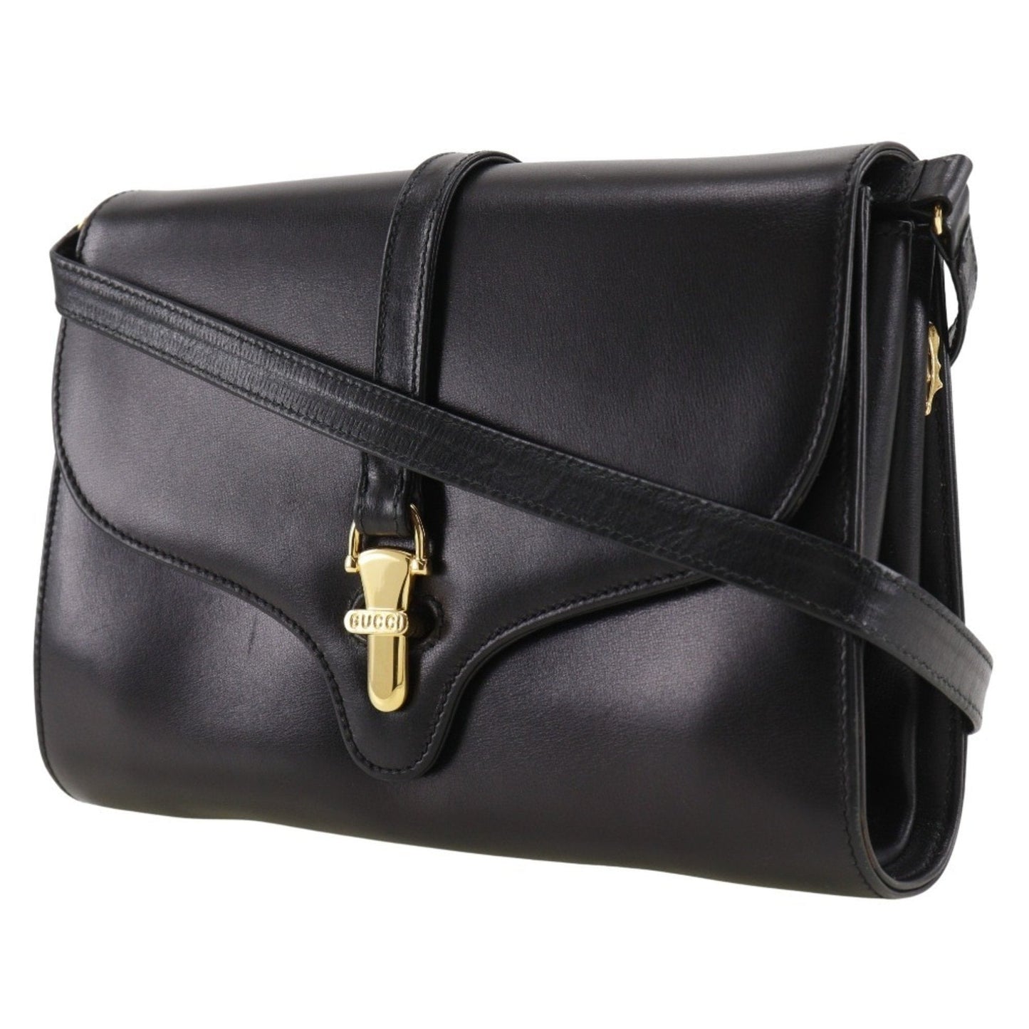 GUCCI Old Gucci Shoulder Bag Clutch Calf Black 2way Flap Women's