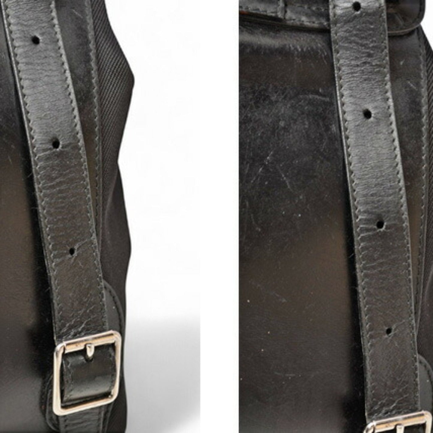 GUCCI Bamboo Backpack Canvas Leather Black