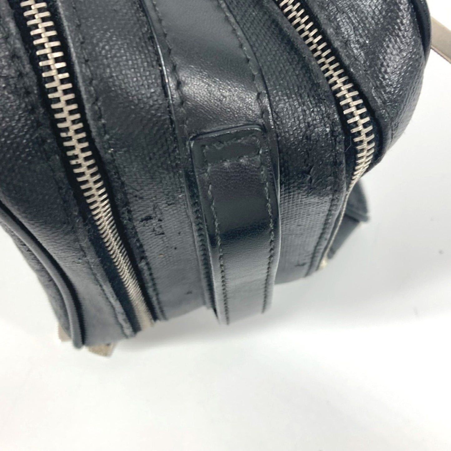 Christian Dior Dior Trotter Logo Pouch Clutch Bag Second Leather Coated Canvas Men's Black