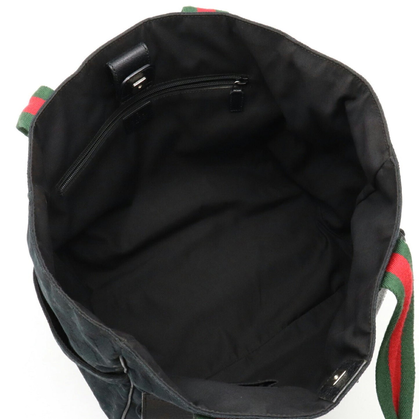 GUCCI GG Canvas Sherry Line Tote Bag Shoulder Leather Black Green Red 161836