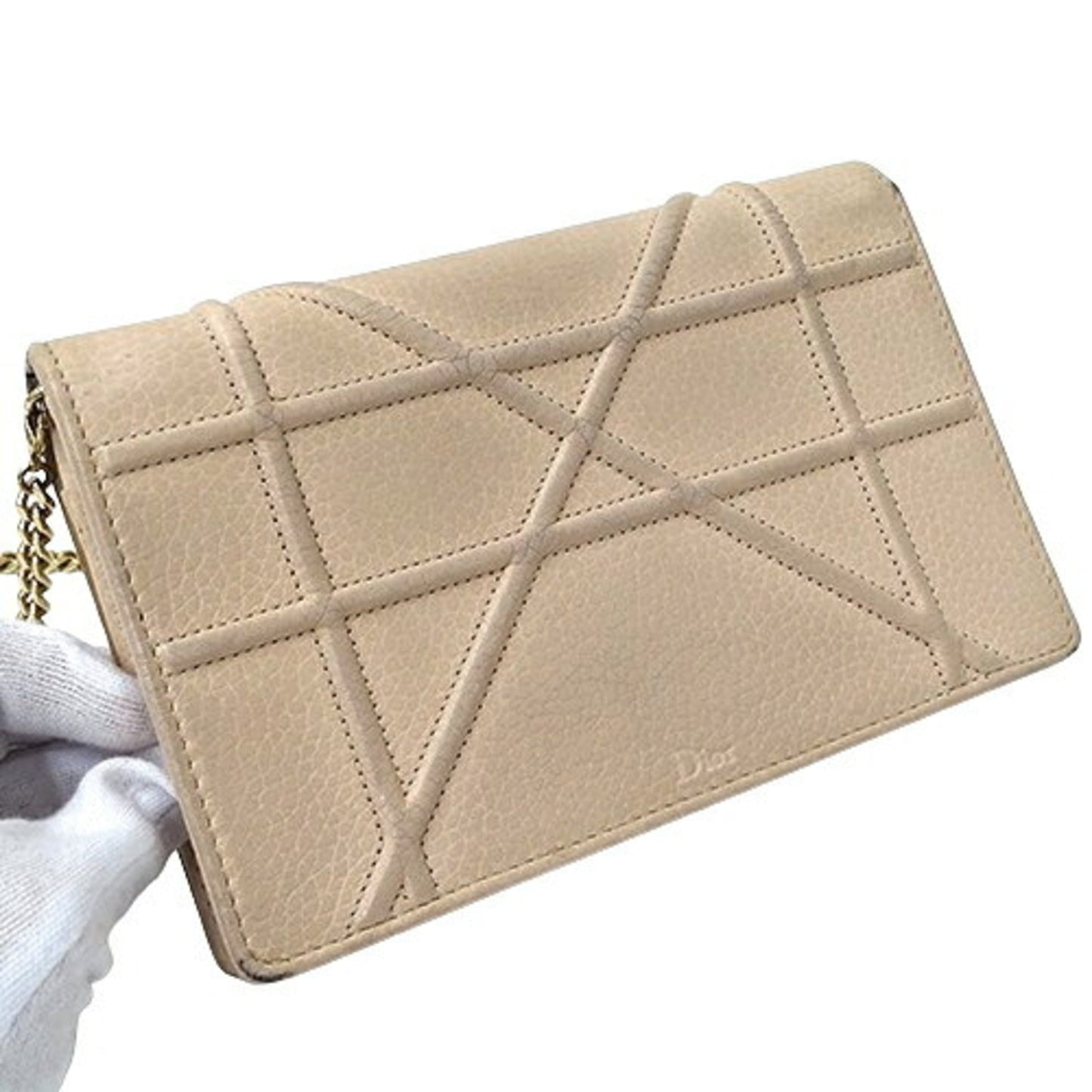 Christian Dior Dior bag for women, shoulder bag, clutch 2way, Diorama leather, pink beige, chain