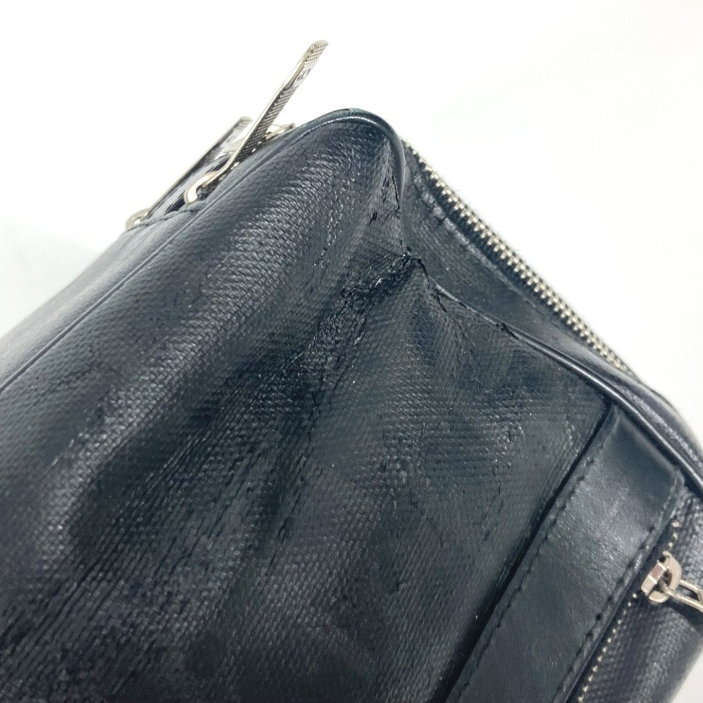 Christian Dior Dior Trotter Logo Pouch Clutch Bag Second Leather Coated Canvas Men's Black