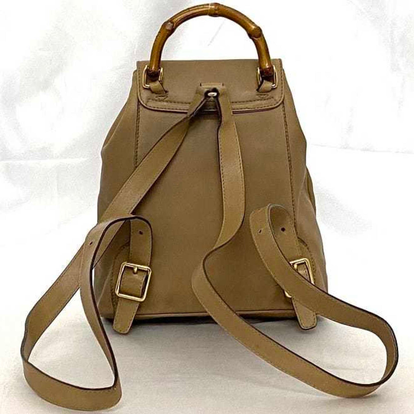 Gucci Backpack f-21841 Beige Bamboo 003 3444 0030 Leather GUCCI Flap Women's