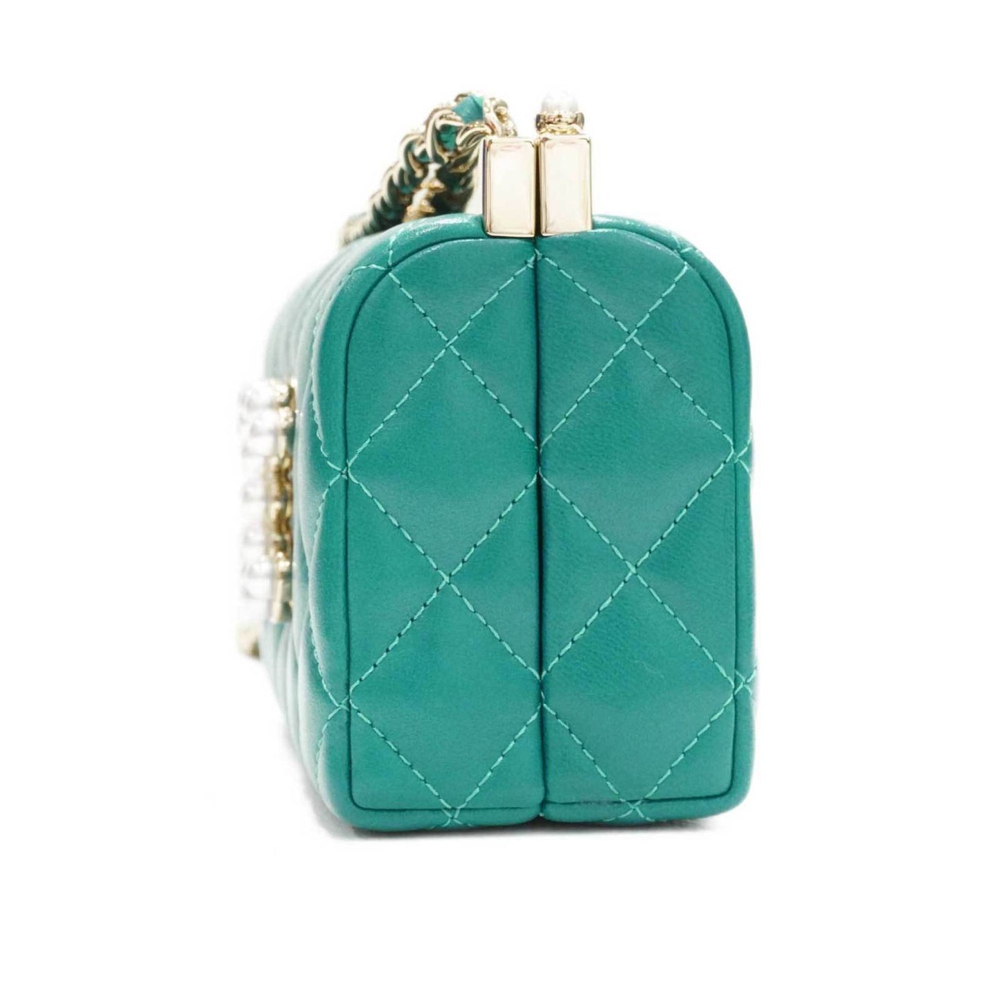 CHANEL Chain Clutch AP3452 Shoulder Bag Green Lambskin Women's Men's