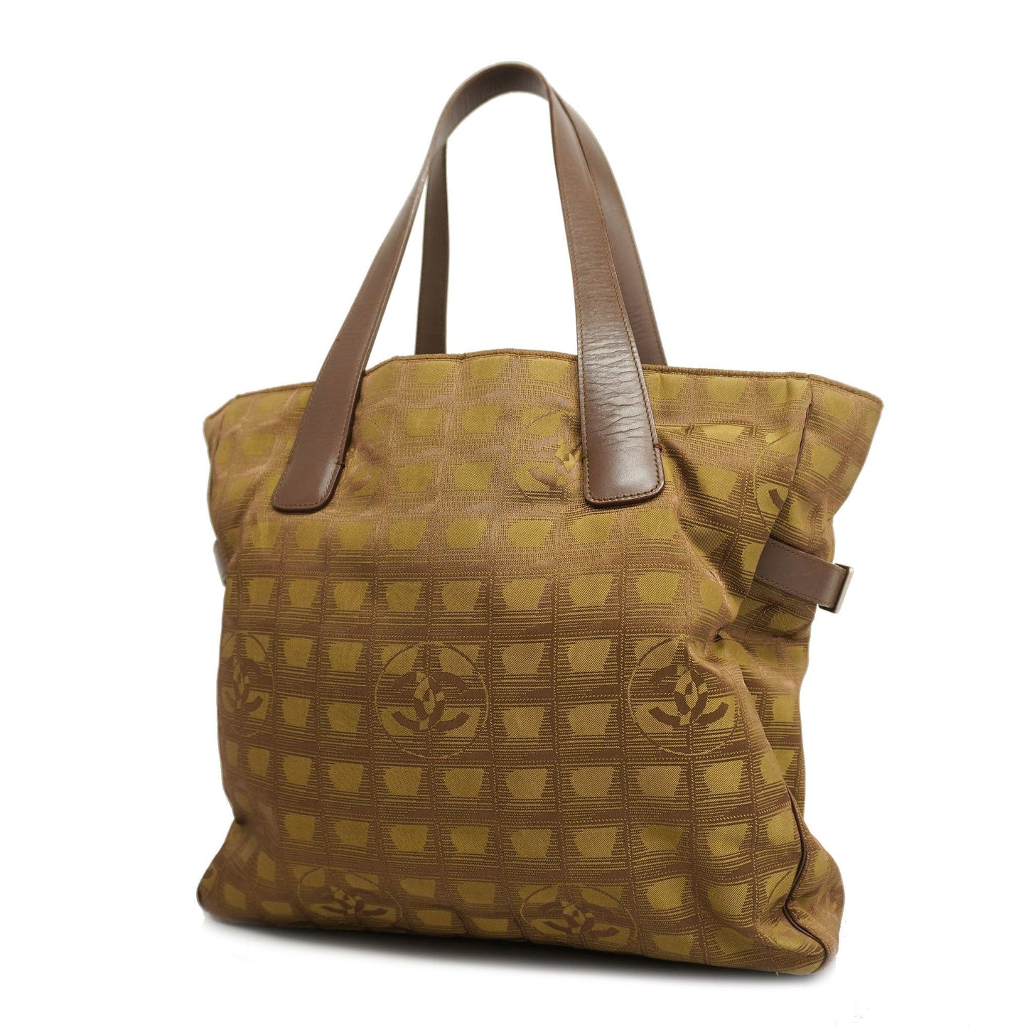 CHANEL New Travel Line Tote Bag Women's Nylon,Leather Khaki