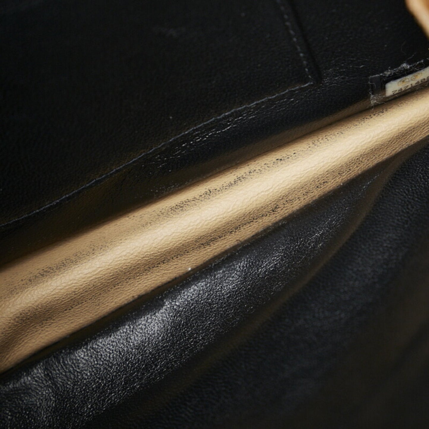CHANEL Chocolate Bar Ring Handle Clutch Bag Second Pouch Black Gold Lambskin Ladies