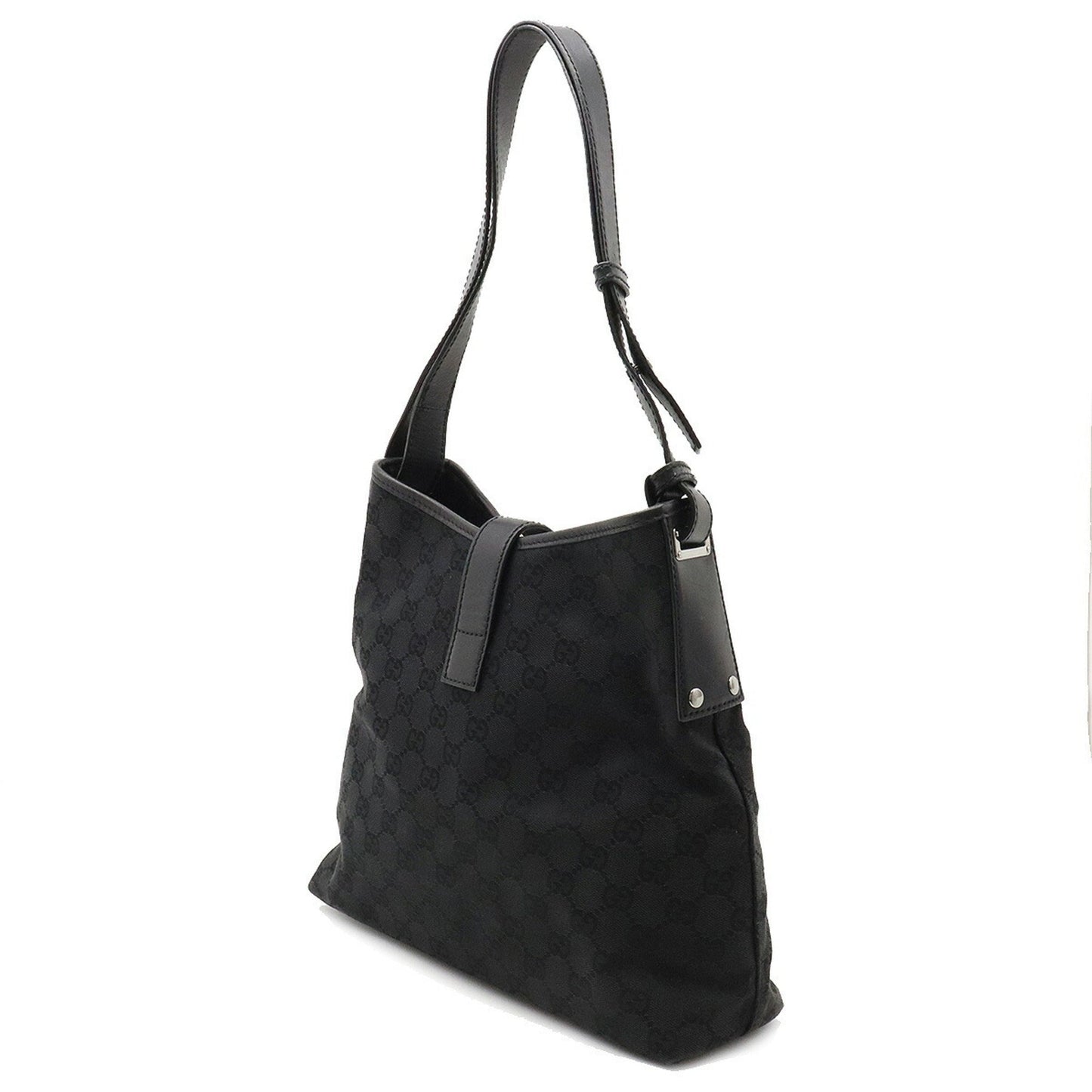 GUCCI GG Canvas New Jackie Shoulder Bag Leather Black