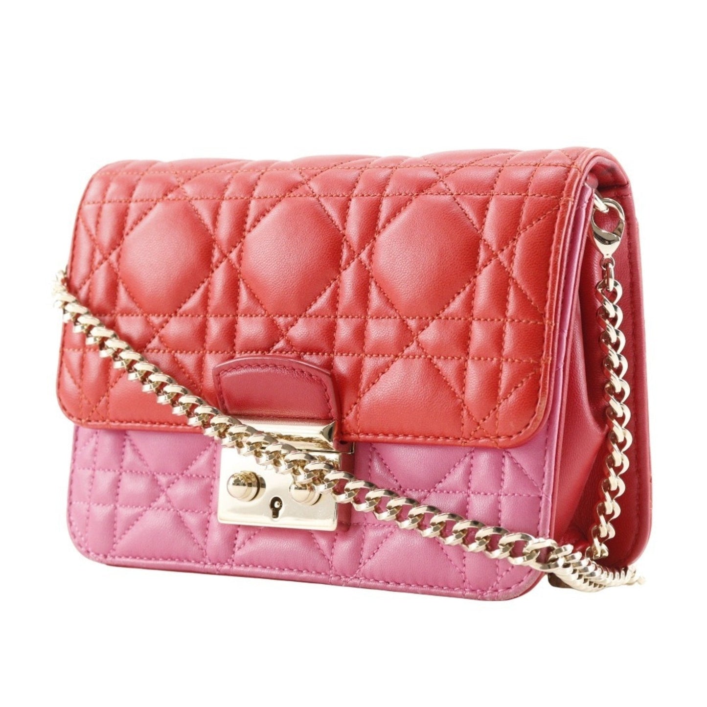 Christian Dior Chain Shoulder Bag Cannage Clutch S0252OTRI M79D Lambskin Red/Pink 2way Flap ChainShoulder Women's T131825677