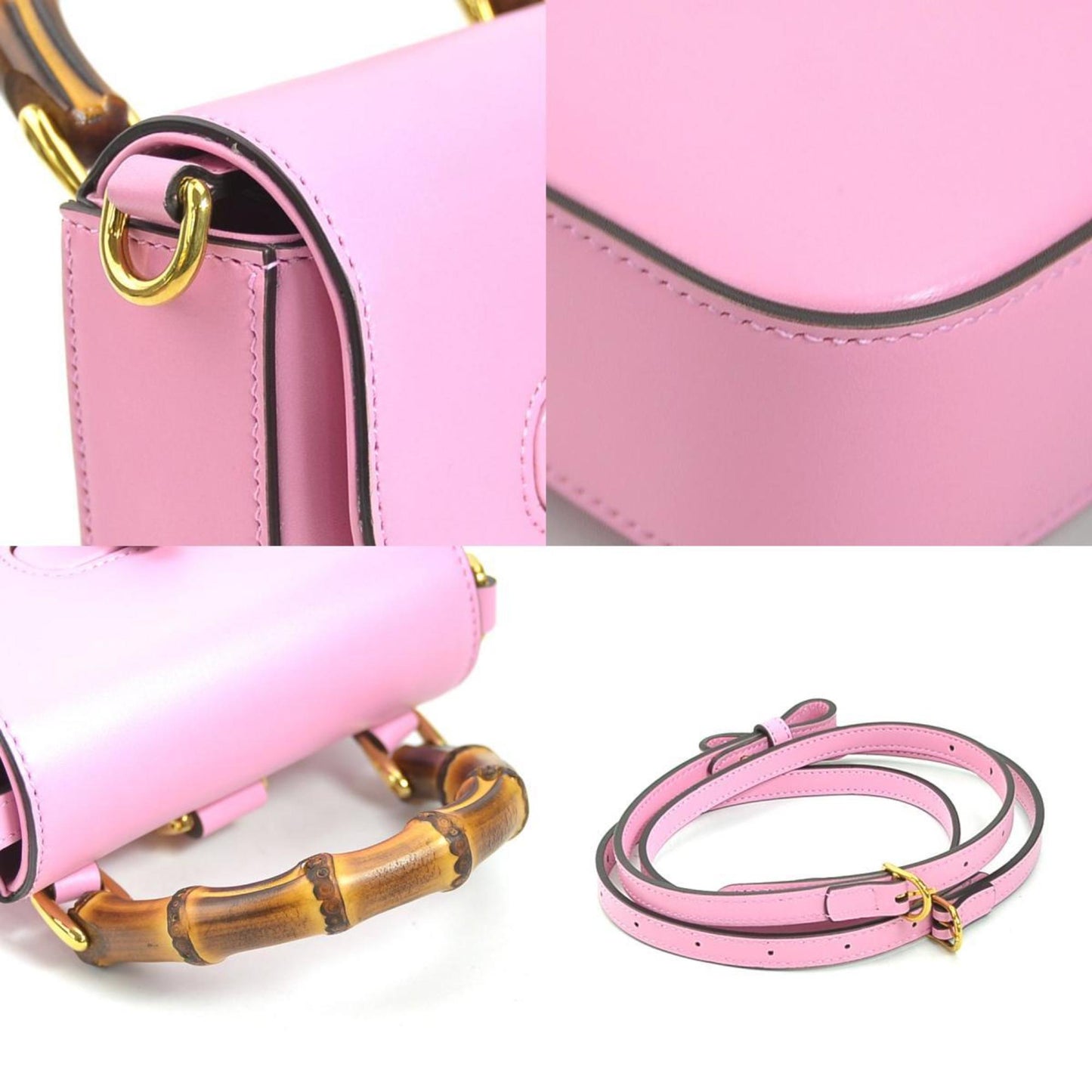 GUCCI Shoulder Bag Backpack Bamboo Leather Pink Gold Women's 702106 e59818a