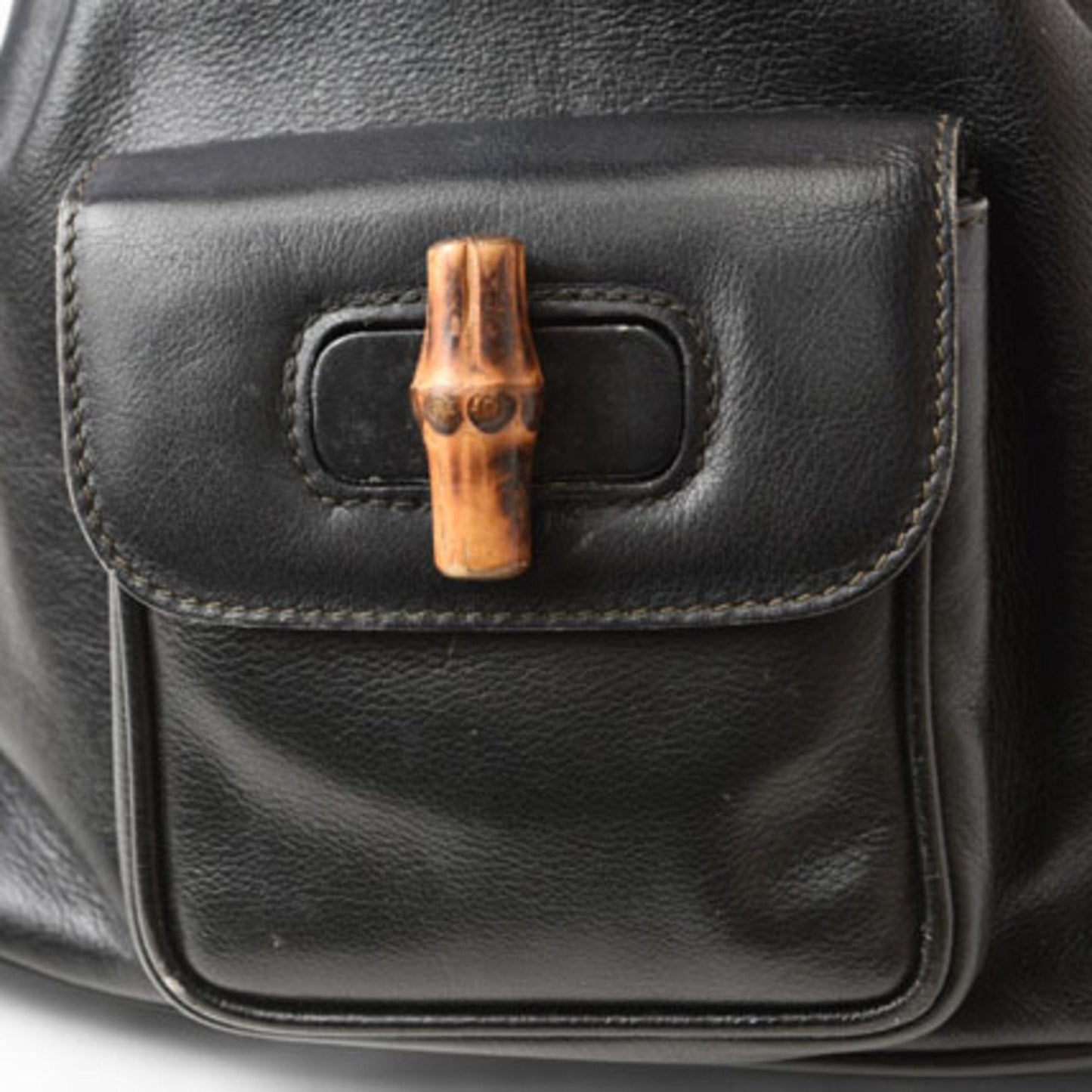 GUCCI Bamboo Backpack Leather Black