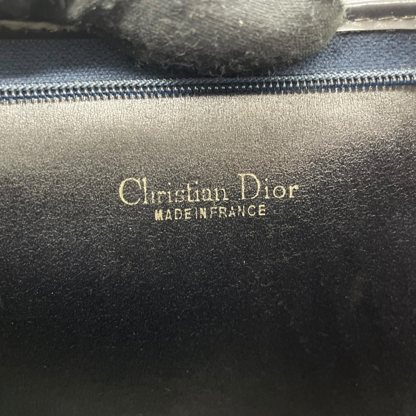 DIOR Christian Dior Trotter Clutch Bag Navy Canvas Gold Hardware Zipper Closure Second Men's Vintage