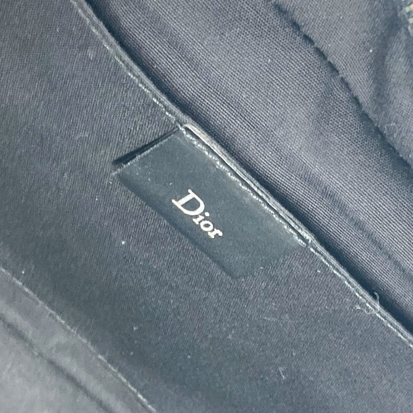 Christian Dior Dior Trotter Logo Pouch Clutch Bag Second Leather Coated Canvas Men's Black