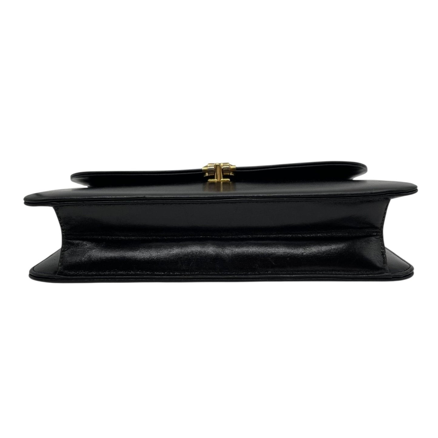 Christian Dior Chain Shoulder Bag Black Leather Genuine Vintage Logo Metal Fittings Crossbody Women's K3