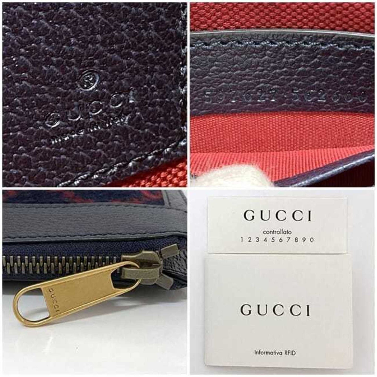 Gucci clutch bag ec-21864 navy red 597627 with strap wool leather 562600 GUCCI GG handbag for women unisex