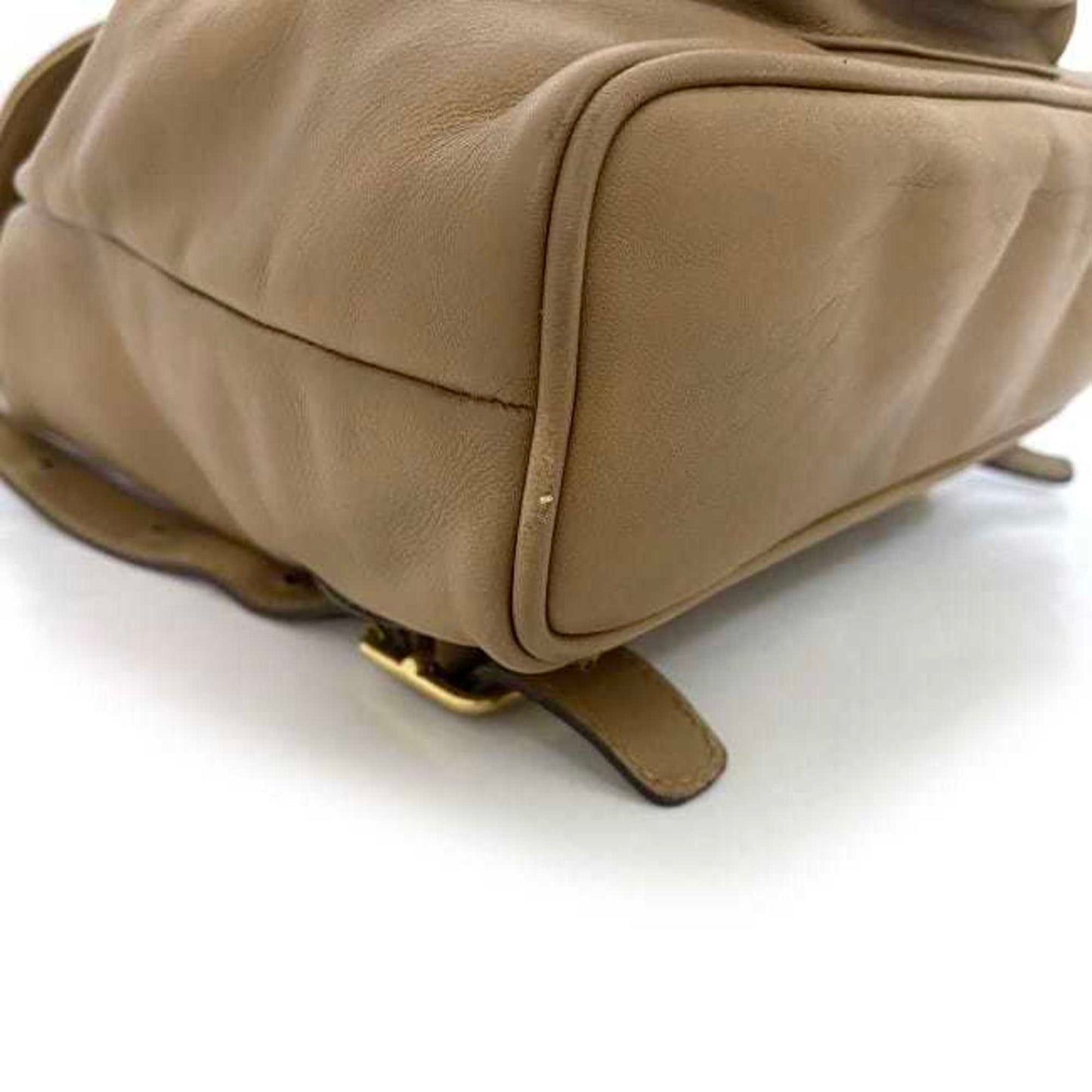 Gucci Backpack f-21841 Beige Bamboo 003 3444 0030 Leather GUCCI Flap Women's