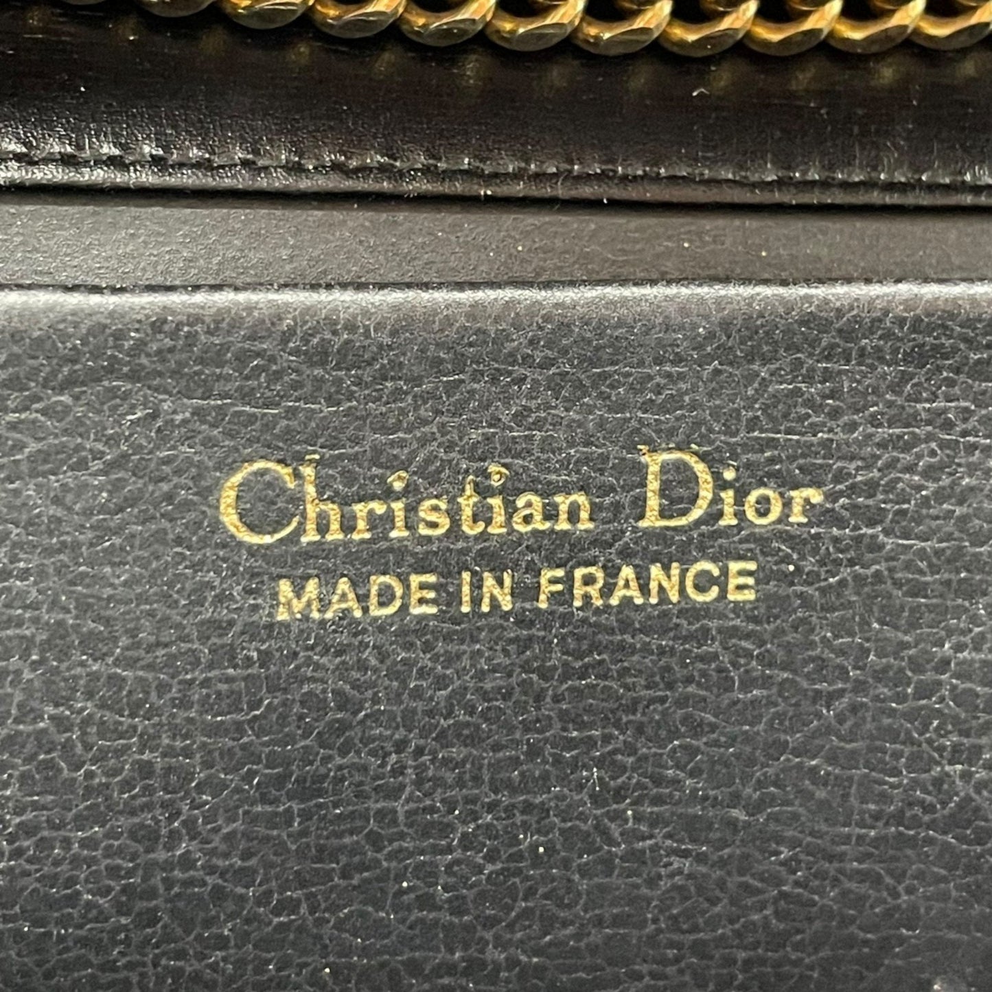 Christian Dior Chain Shoulder Bag Black Leather Genuine Vintage Logo Metal Fittings Crossbody Women's K3