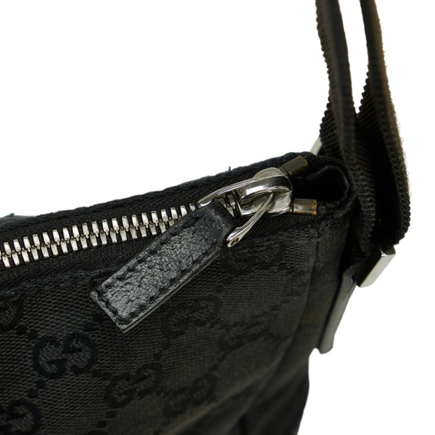 GUCCI GG Canvas Shoulder Bag 114273 Black Leather Women's