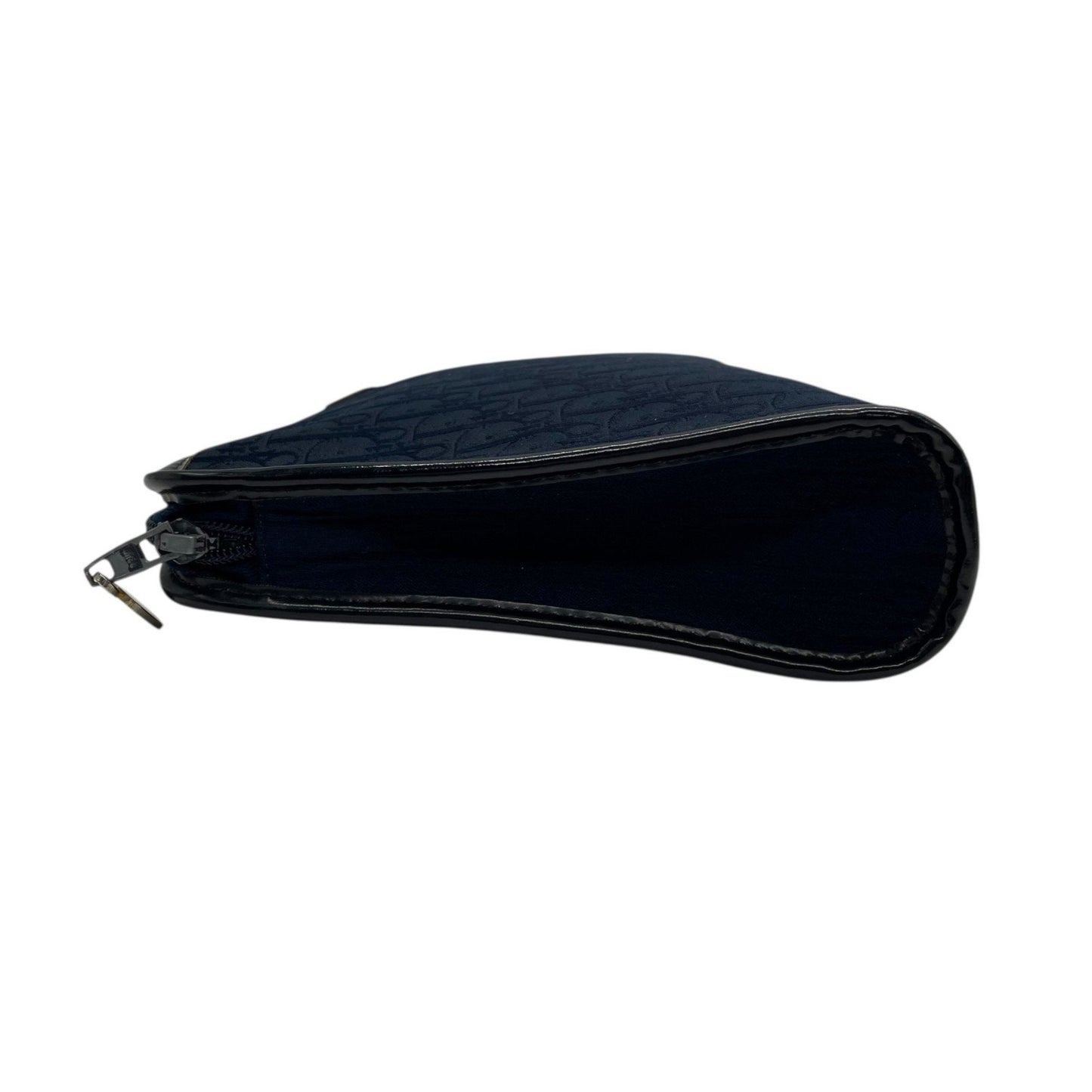 DIOR Christian Dior Trotter Clutch Bag Navy Canvas Gold Hardware Zipper Closure Second Men's Vintage