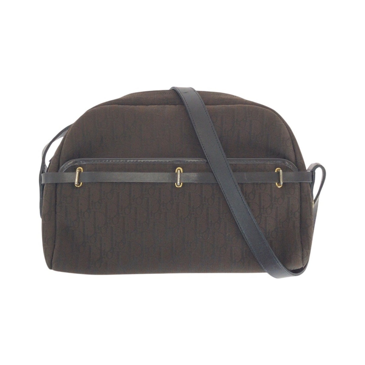 Christian Dior Dior Trotter Brown Gold Hardware Canvas Crossbody Shoulder Bag for Women