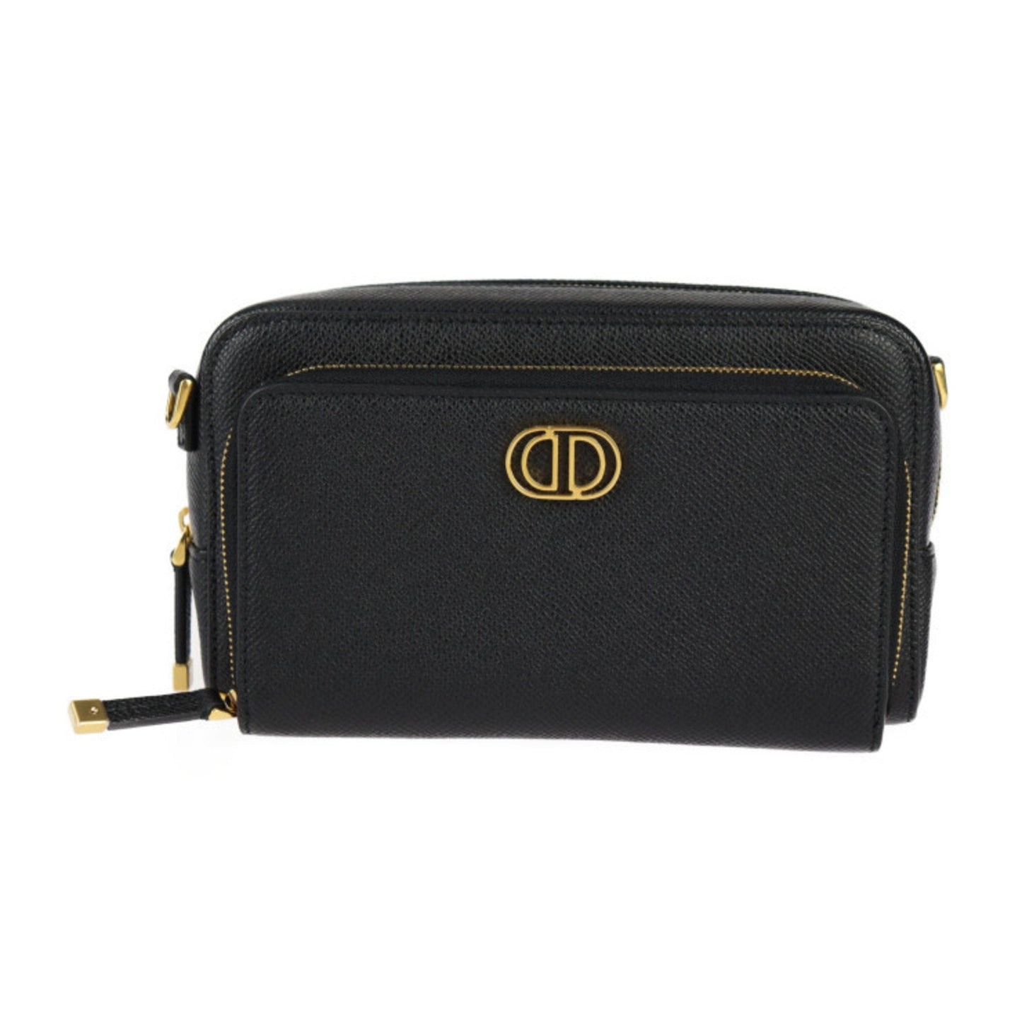 Christian Dior Caro Double Pouch Shoulder Bag S7431UBAE Calfskin Black Second Clutch R2415083010048