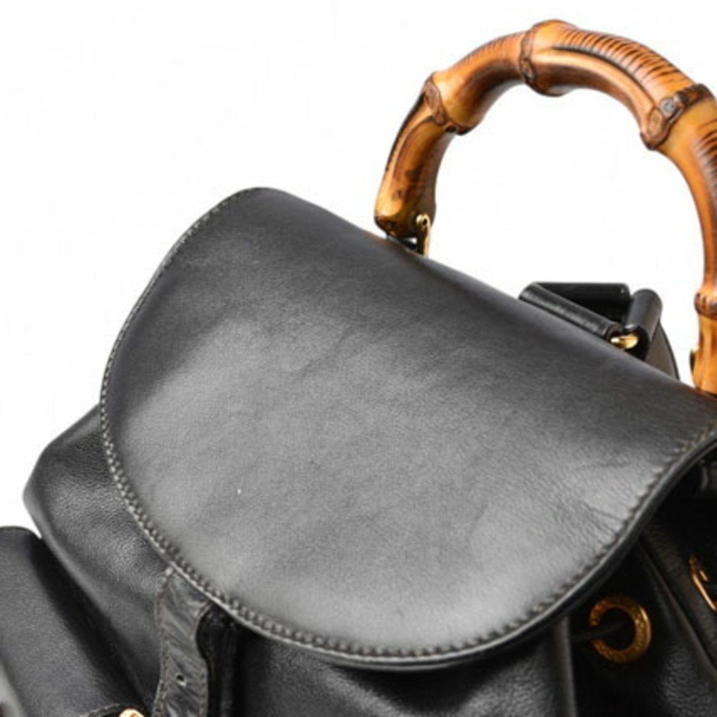 GUCCI Backpack Bamboo Bag Leather Black