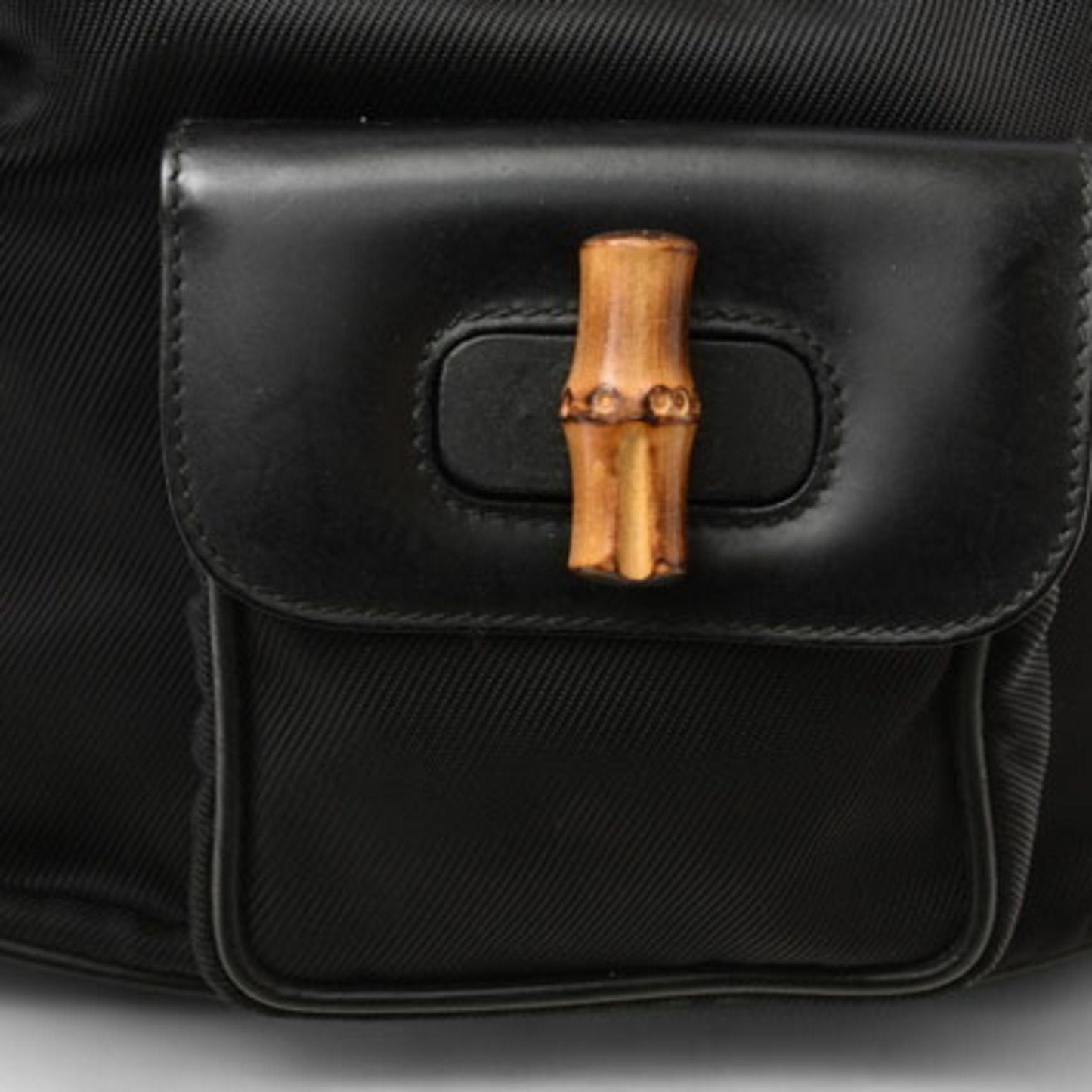 GUCCI Bamboo Backpack Canvas Leather Black