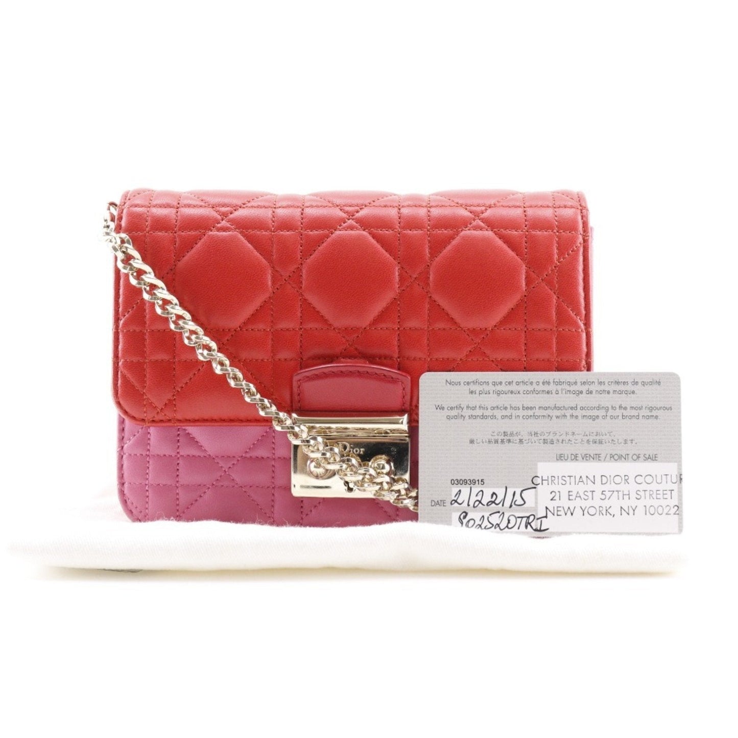 Christian Dior Chain Shoulder Bag Cannage Clutch S0252OTRI M79D Lambskin Red/Pink 2way Flap ChainShoulder Women's T131825677
