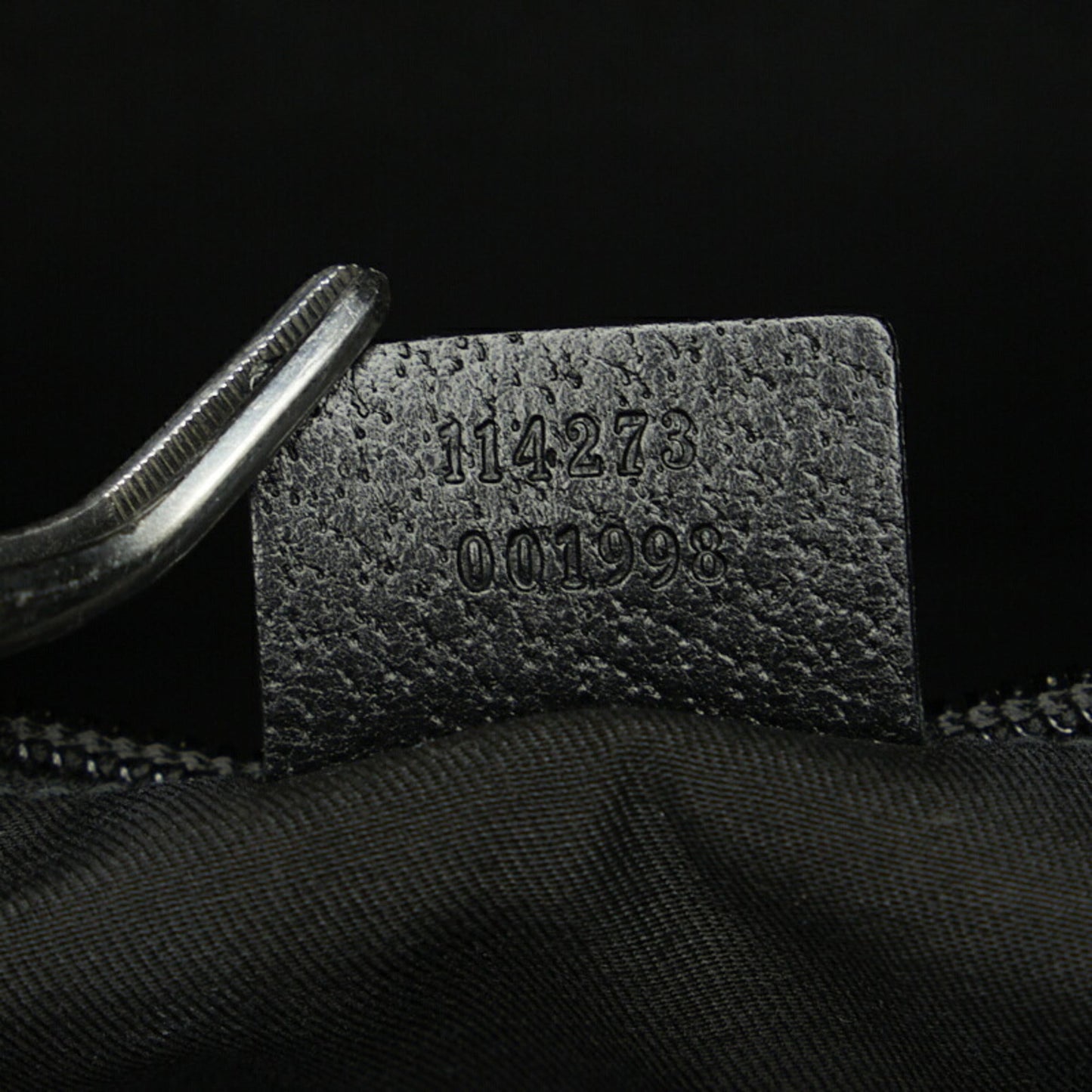 GUCCI GG Canvas Shoulder Bag 114273 Black Leather Women's