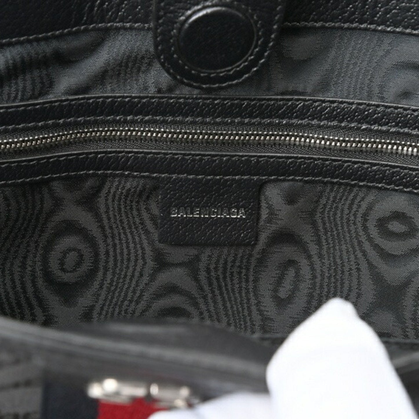 BALENCIAGA x GUCCI Hacker Project Medium Tote Bag 680125 Canvas Leather Black S-156852