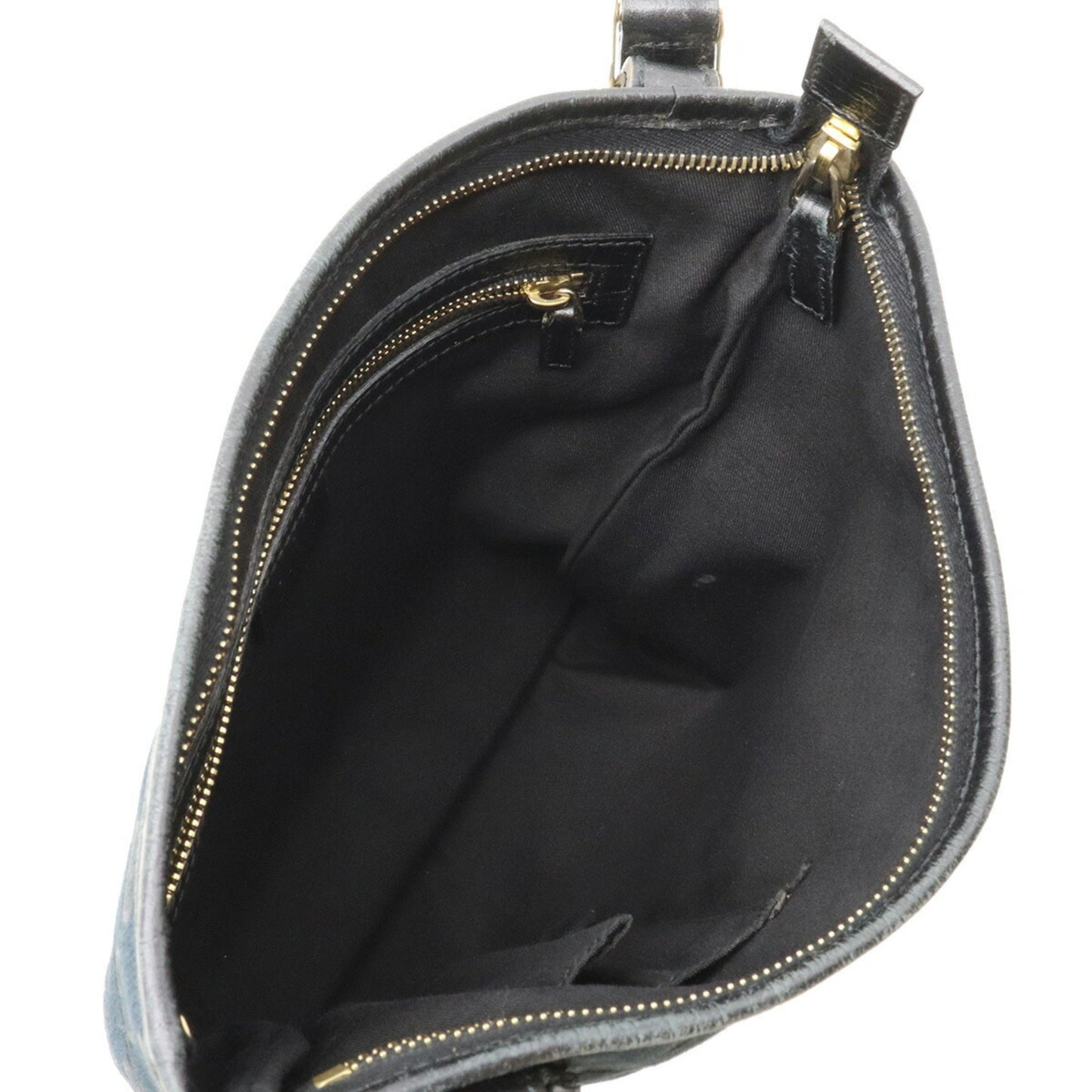 GUCCI GG Canvas Sherry Line Shoulder Bag Leather Black Green