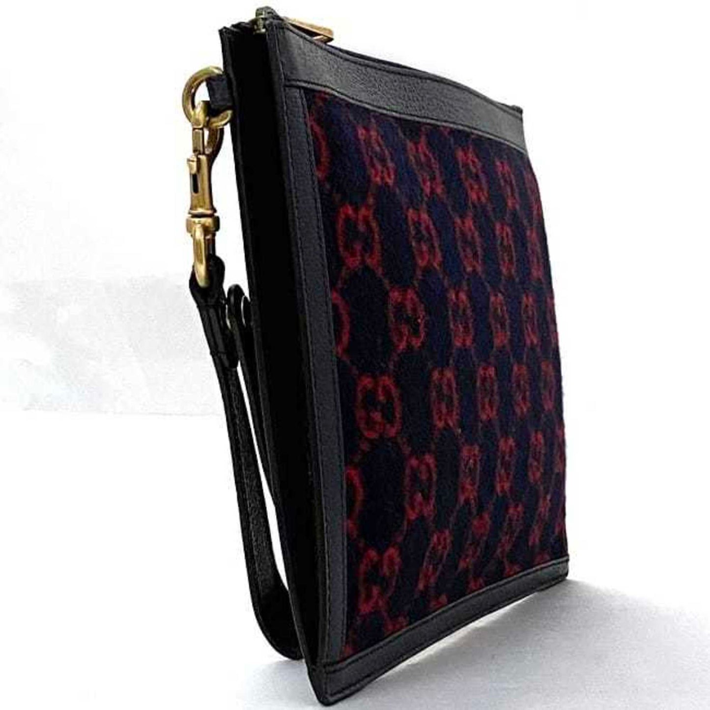 Gucci clutch bag ec-21864 navy red 597627 with strap wool leather 562600 GUCCI GG handbag for women unisex