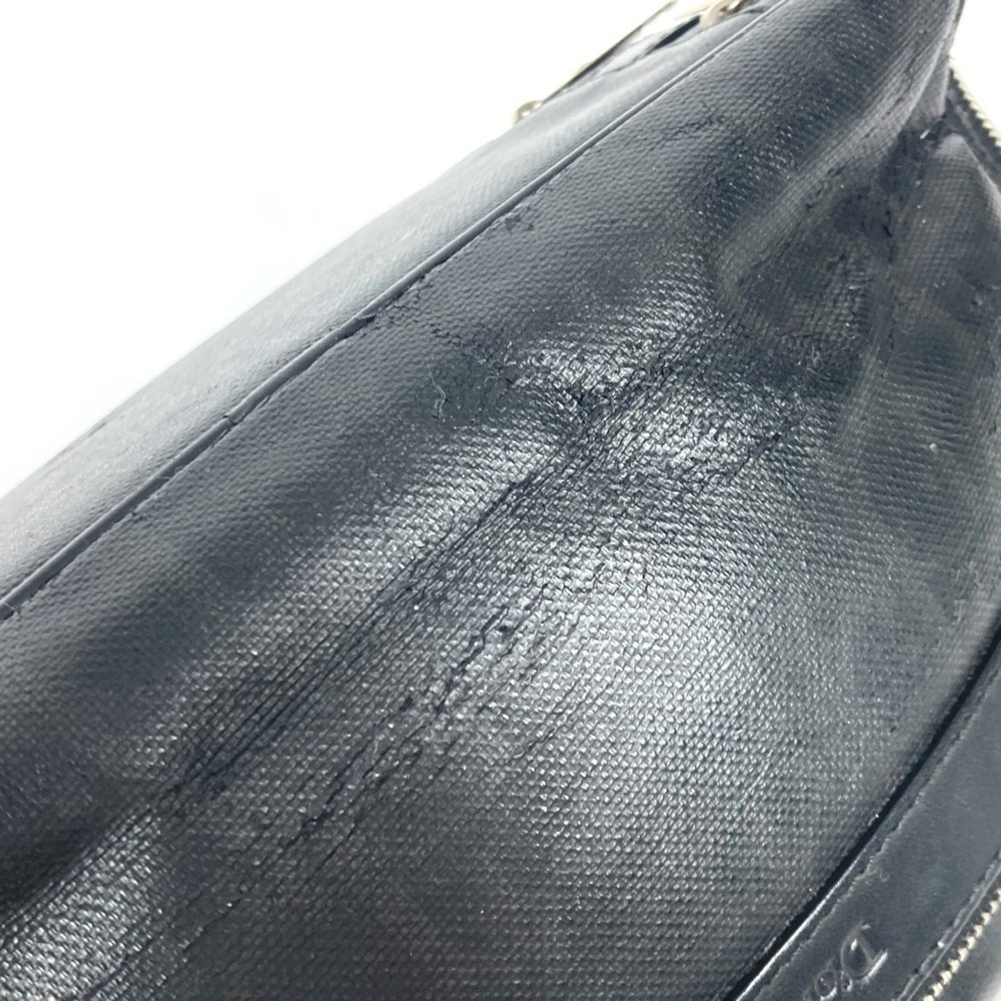 Christian Dior Dior Trotter Logo Pouch Clutch Bag Second Leather Coated Canvas Men's Black