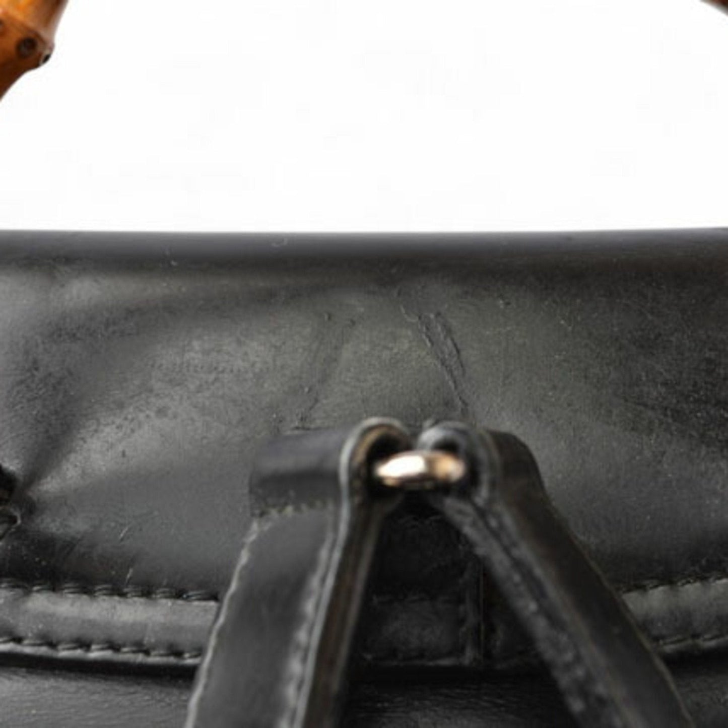 GUCCI Bamboo Backpack Canvas Leather Black