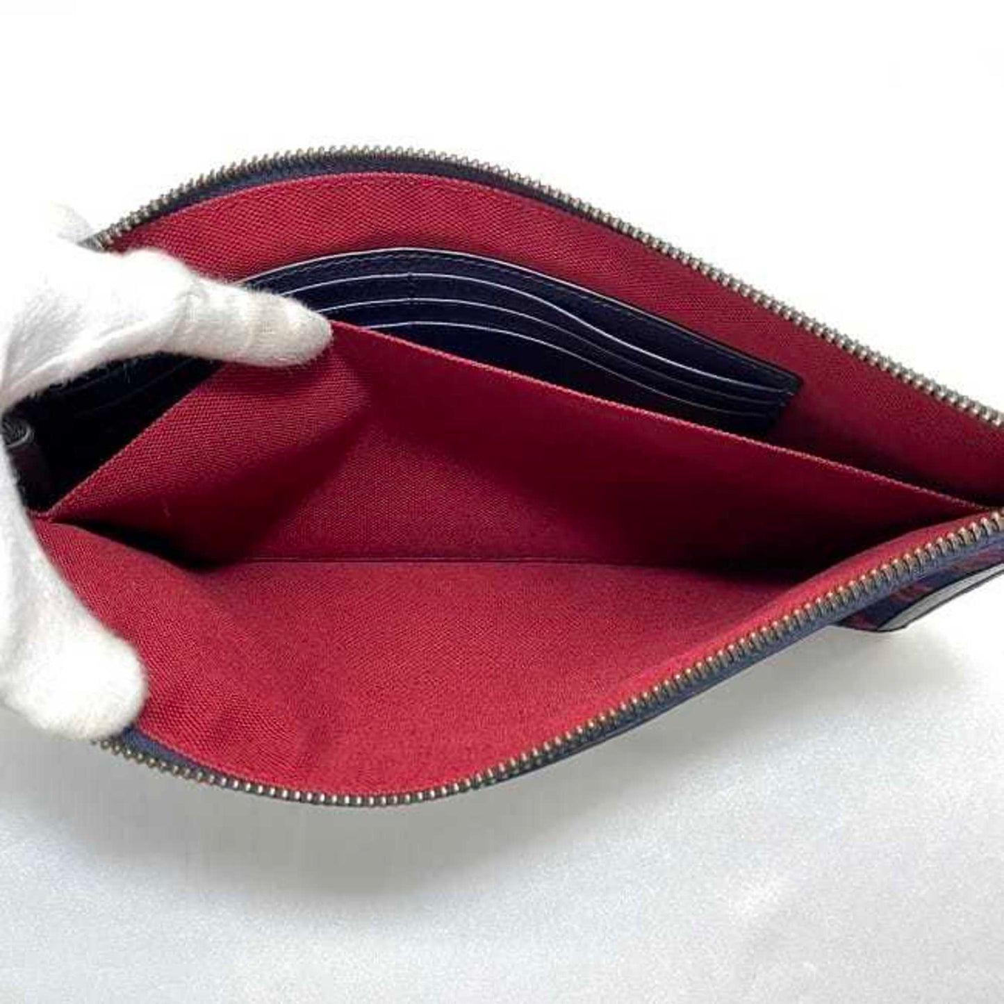 Gucci clutch bag ec-21864 navy red 597627 with strap wool leather 562600 GUCCI GG handbag for women unisex