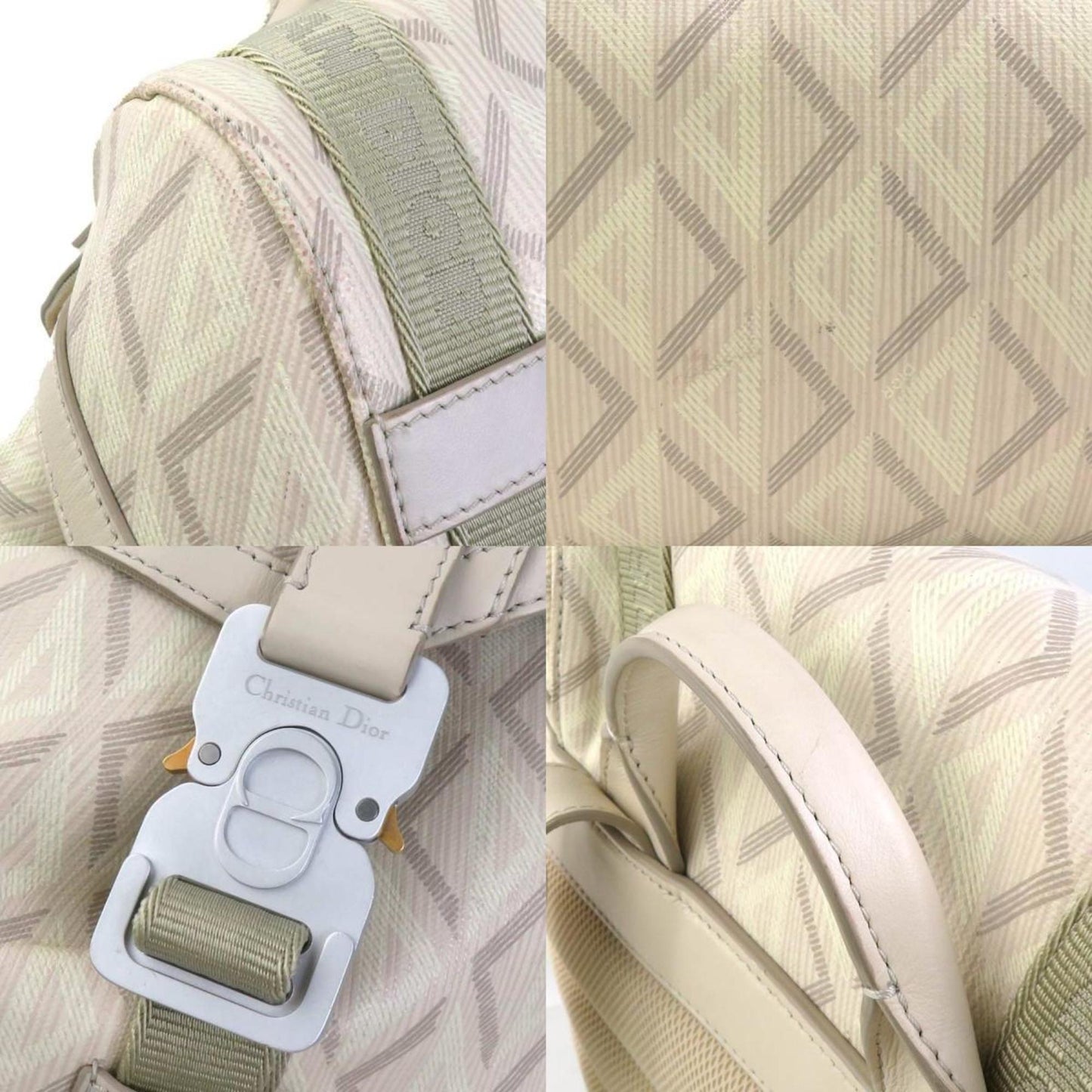 Christian Dior Backpack HIT THE ROAD Coated Canvas Leather Light Beige Men's 90125g