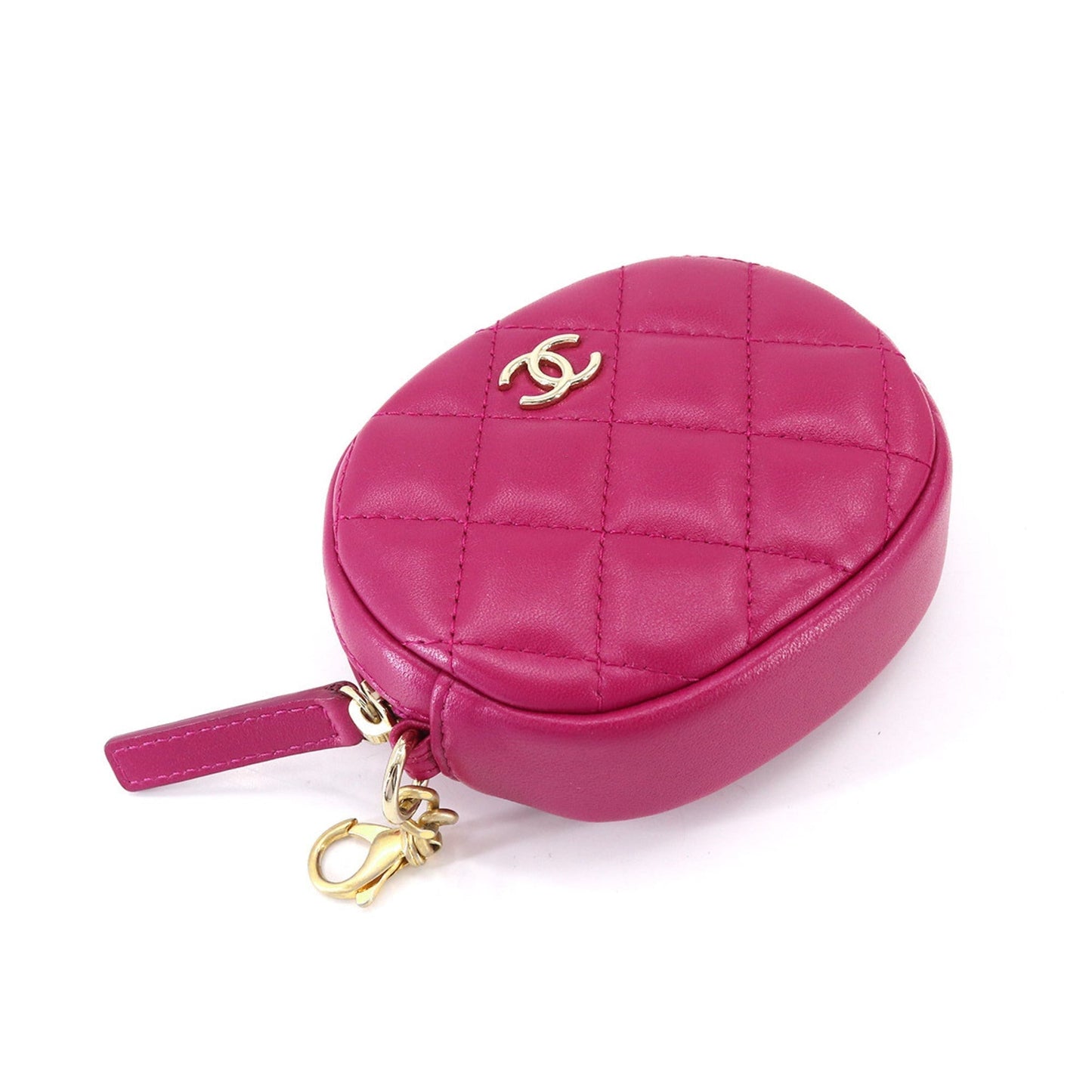 CHANEL 19 Bag with round chain shoulder bag tweed leather pink pouch
