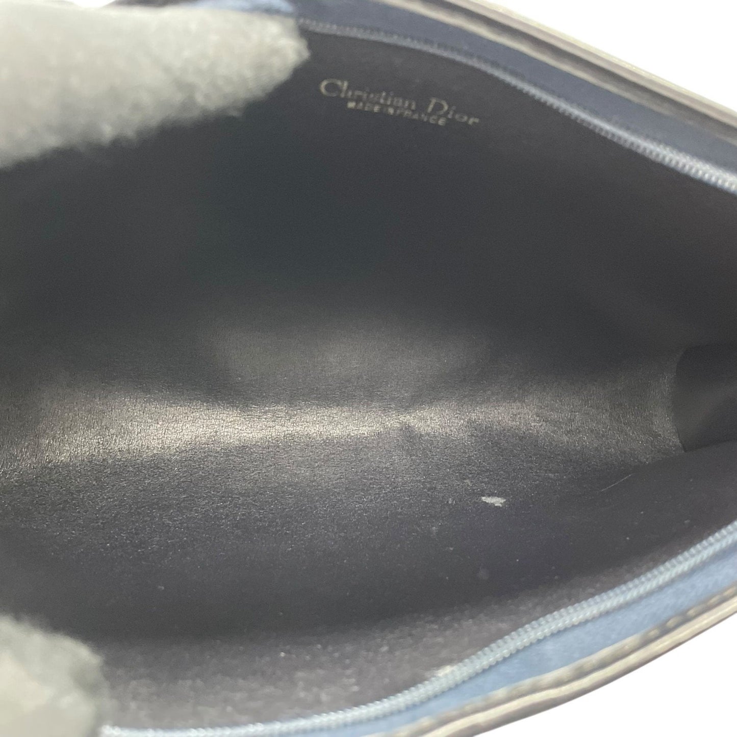 DIOR Christian Dior Trotter Clutch Bag Navy Canvas Gold Hardware Zipper Closure Second Men's Vintage