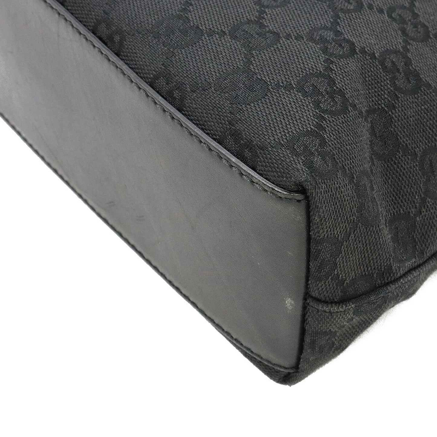 GUCCI GG Canvas New Jackie Shoulder Bag Leather Black