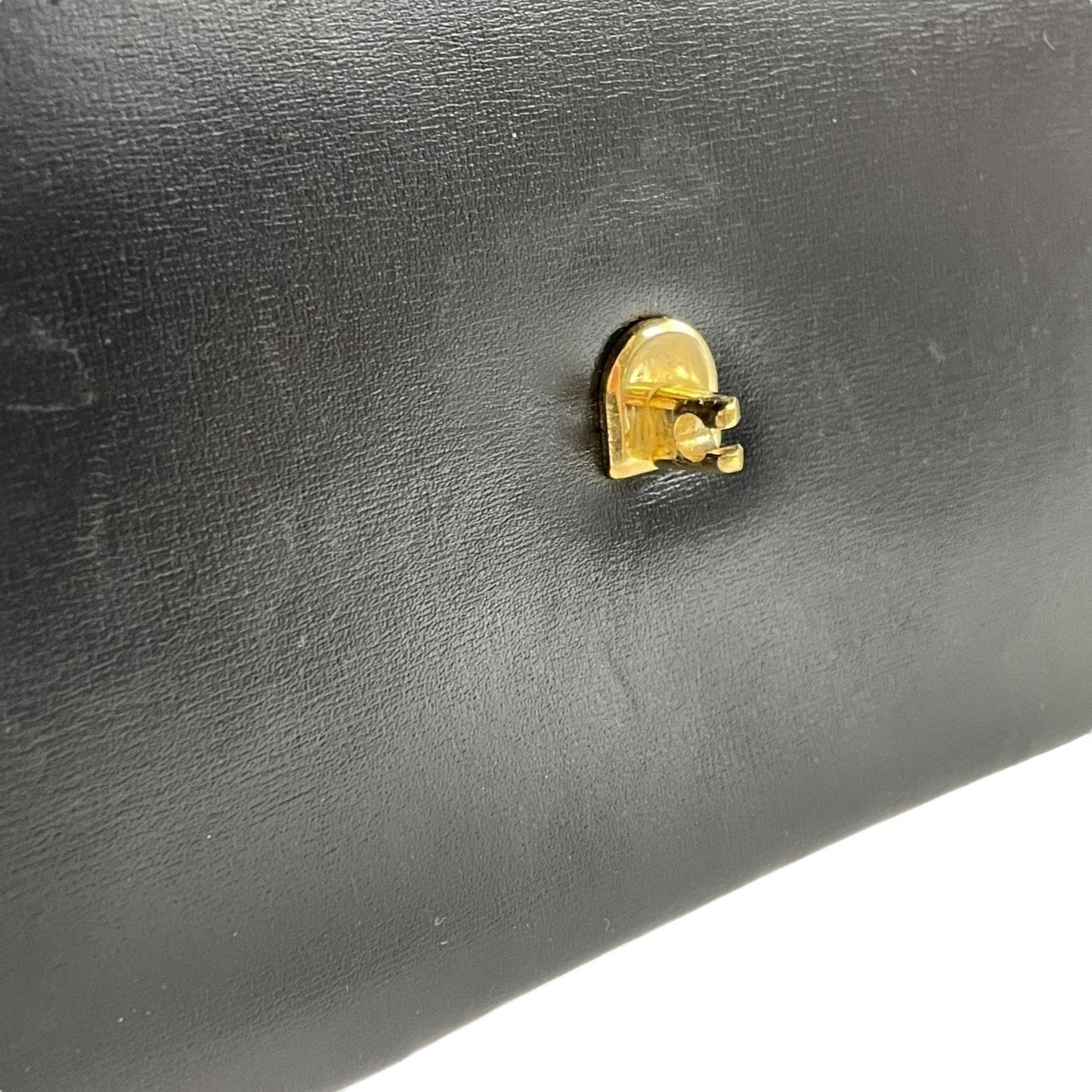 Christian Dior Chain Shoulder Bag Black Leather Genuine Vintage Logo Metal Fittings Crossbody Women's K3