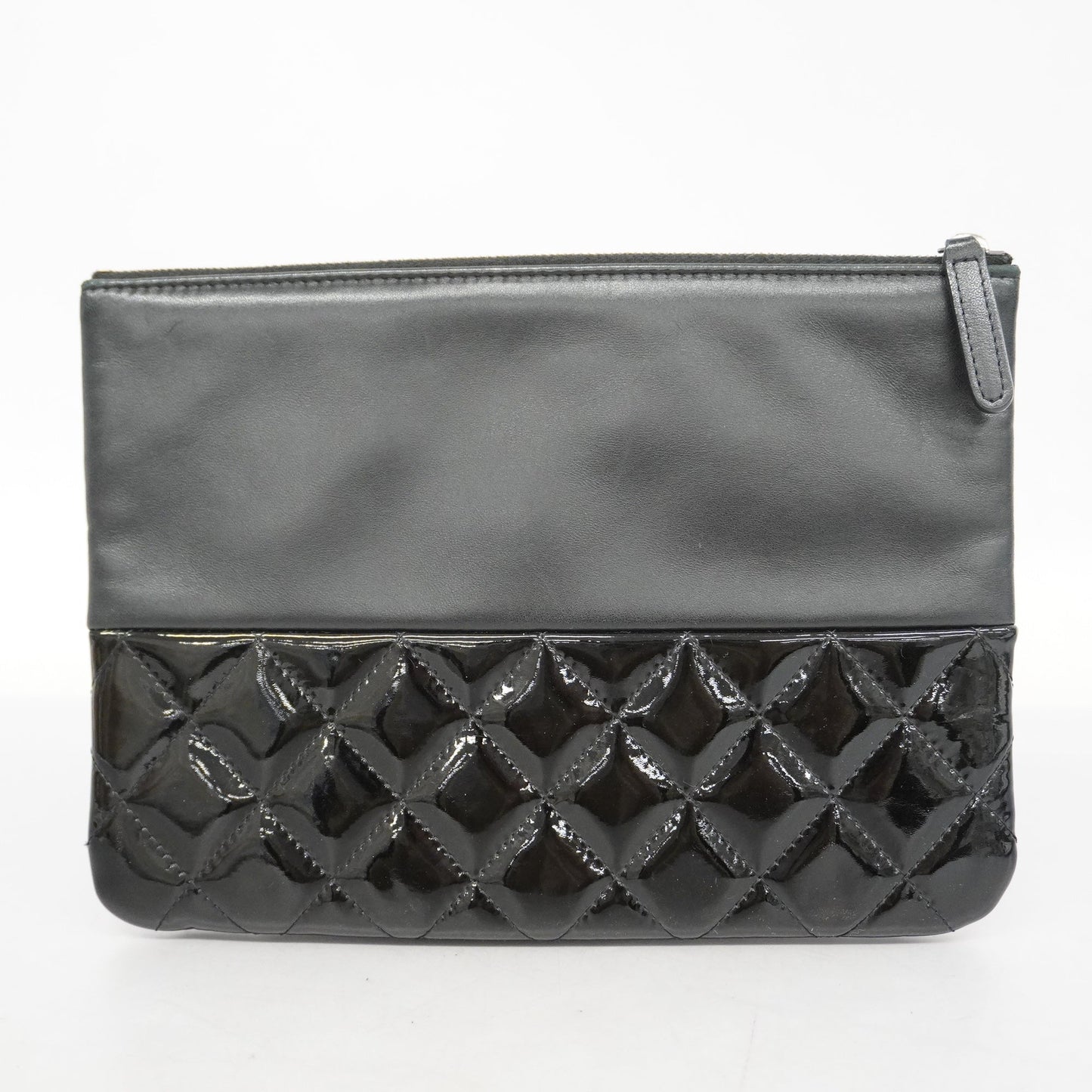 CHANEL Matelasse Women's Leather,Patent Leather Clutch Bag Black
