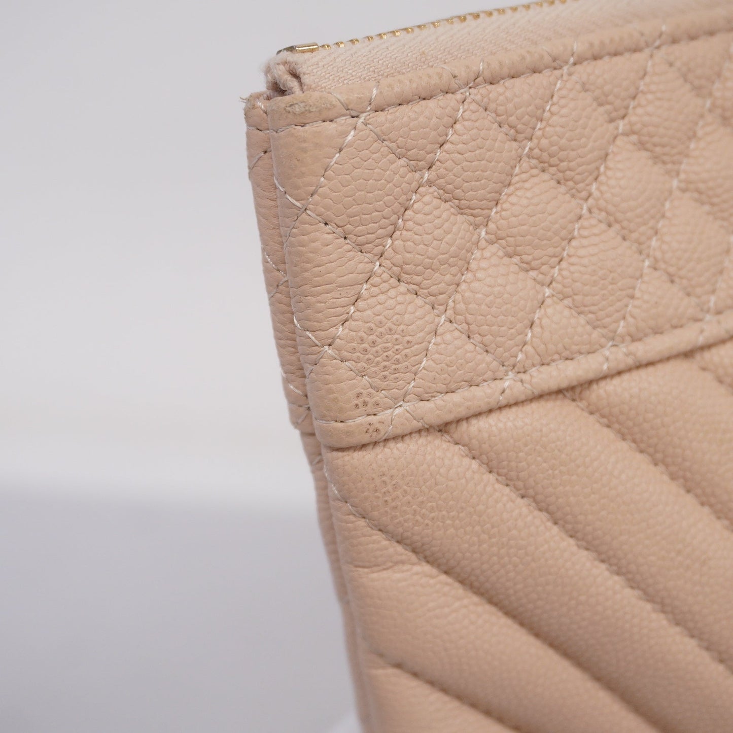 CHANEL Clutch Bag V Stitch Women's Caviar Leather Clutch Bag Pink