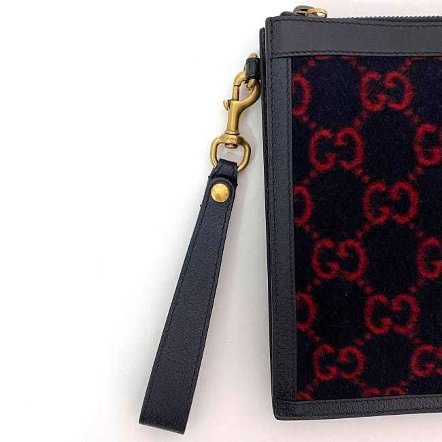 Gucci clutch bag ec-21864 navy red 597627 with strap wool leather 562600 GUCCI GG handbag for women unisex