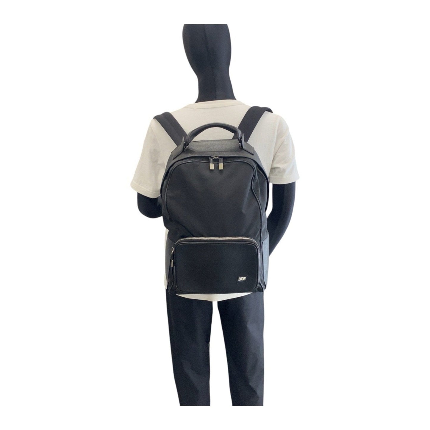 Christian Dior Dior Black Silver Hardware Nylon Leather 03 BO 1105 Backpack Men's