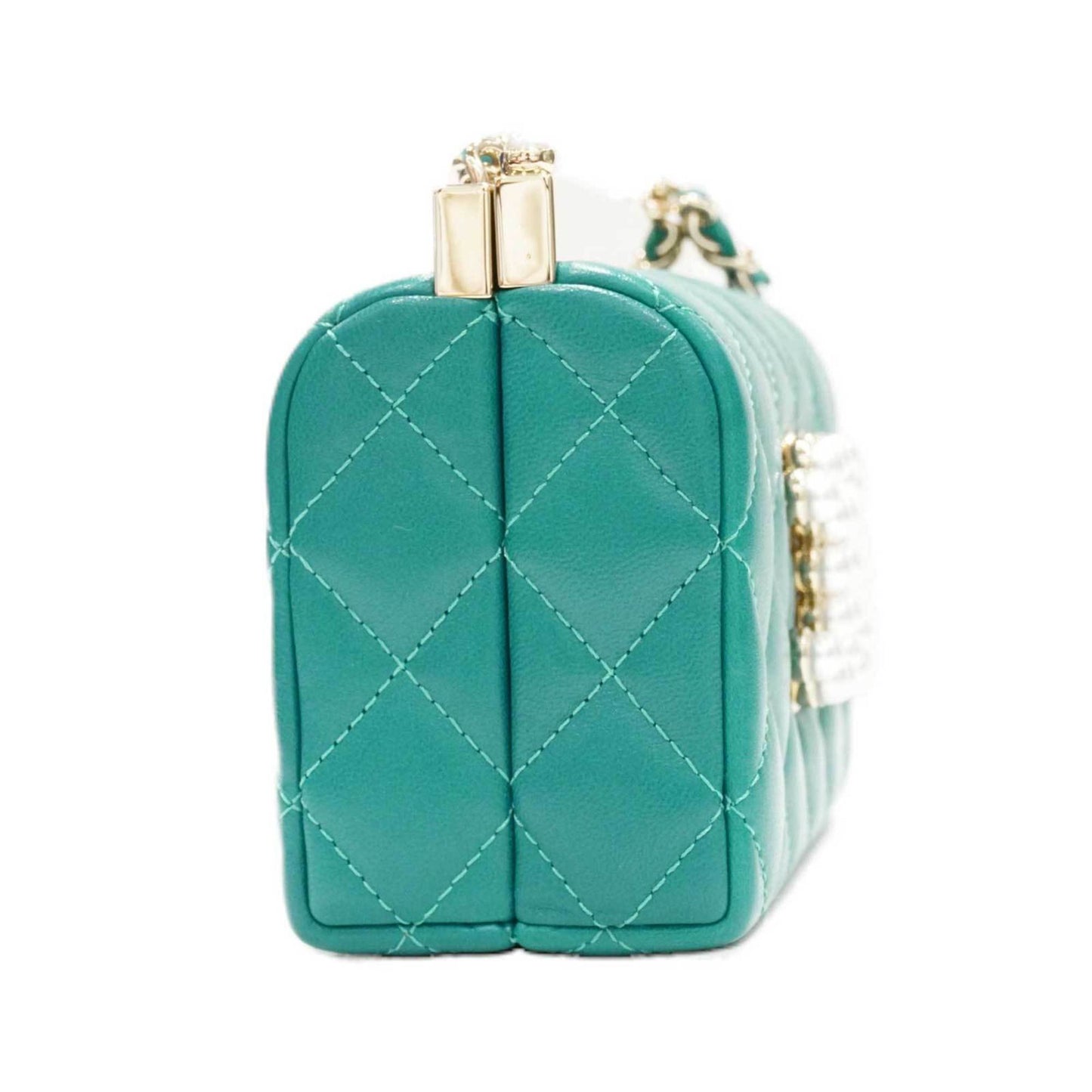 CHANEL Chain Clutch AP3452 Shoulder Bag Green Lambskin Women's Men's