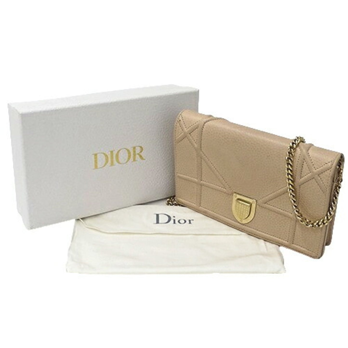 Christian Dior Dior bag for women, shoulder bag, clutch 2way, Diorama leather, pink beige, chain