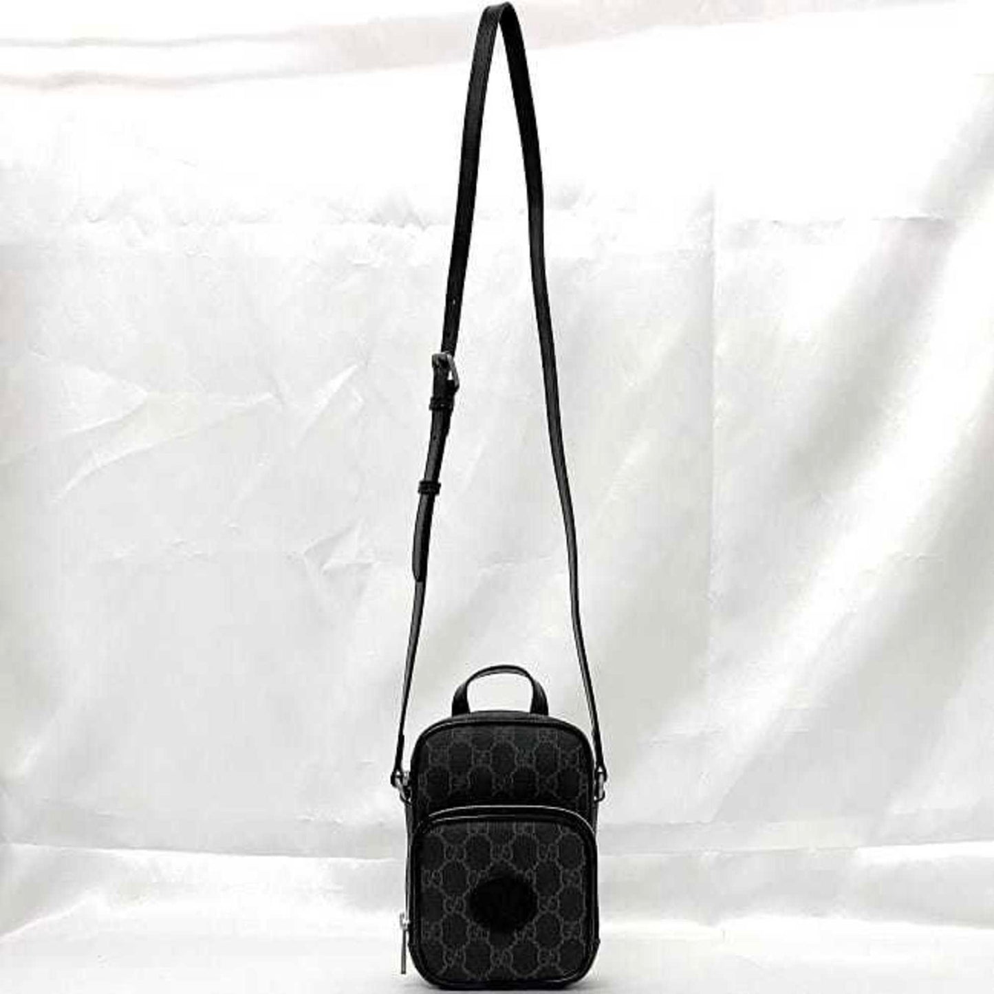 Gucci Shoulder Bag f-21810 Black Interlocking 672952 92TCN 1000U PVC Leather 0416 GUCCI Pochette Crossbody GG Supreme Unisex Women Men