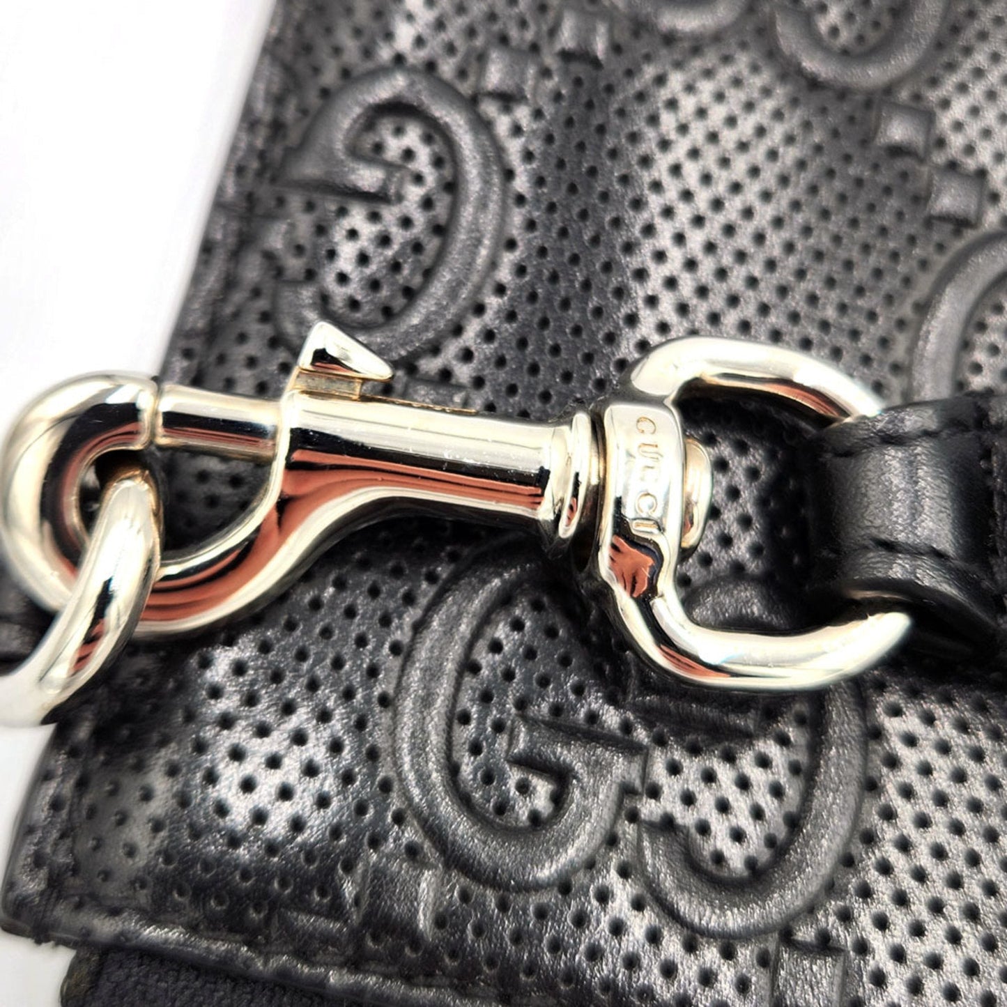 GUCCI GG embossed clutch bag 625569 black leather second for women and men