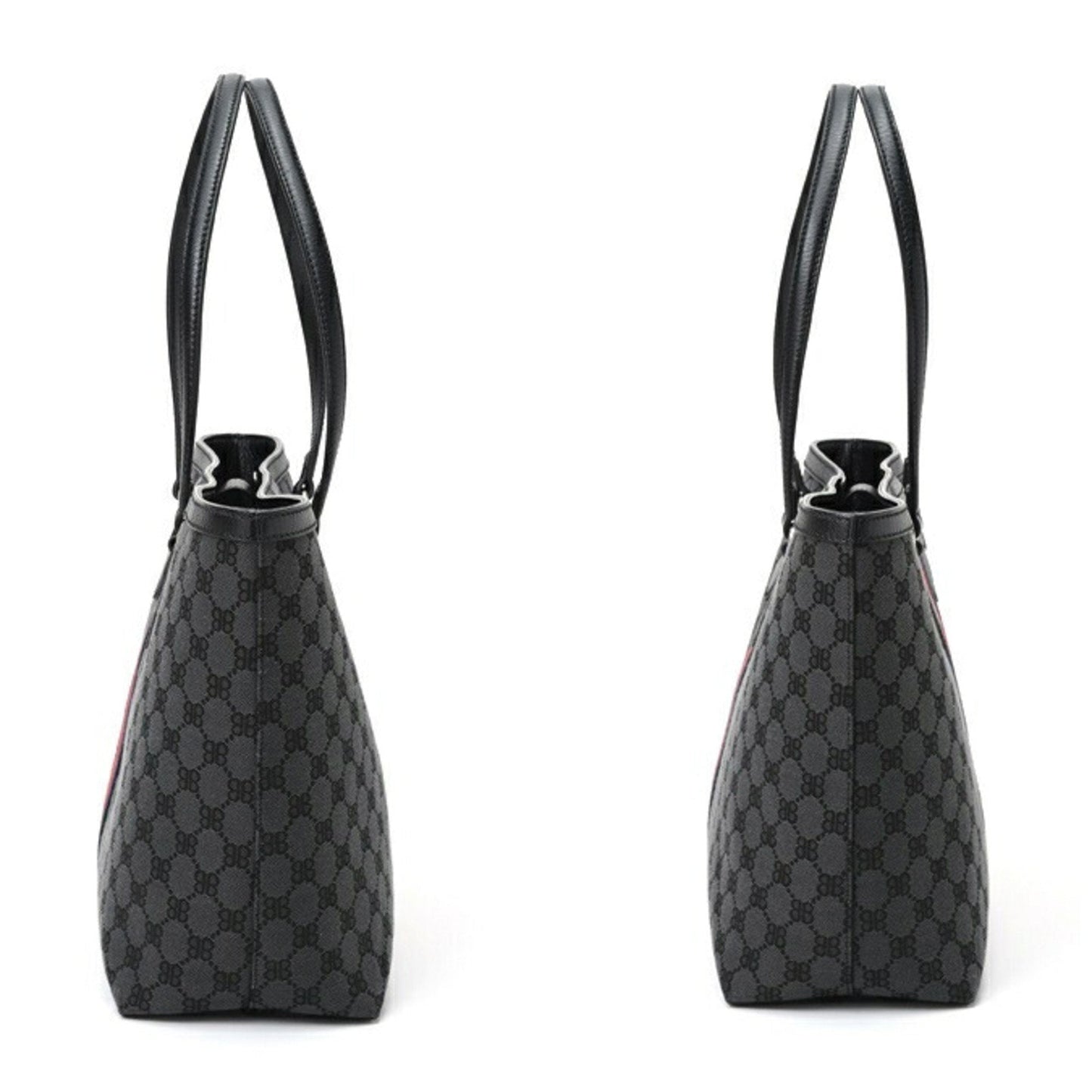 BALENCIAGA x GUCCI Hacker Project Medium Tote Bag 680125 Canvas Leather Black S-156852