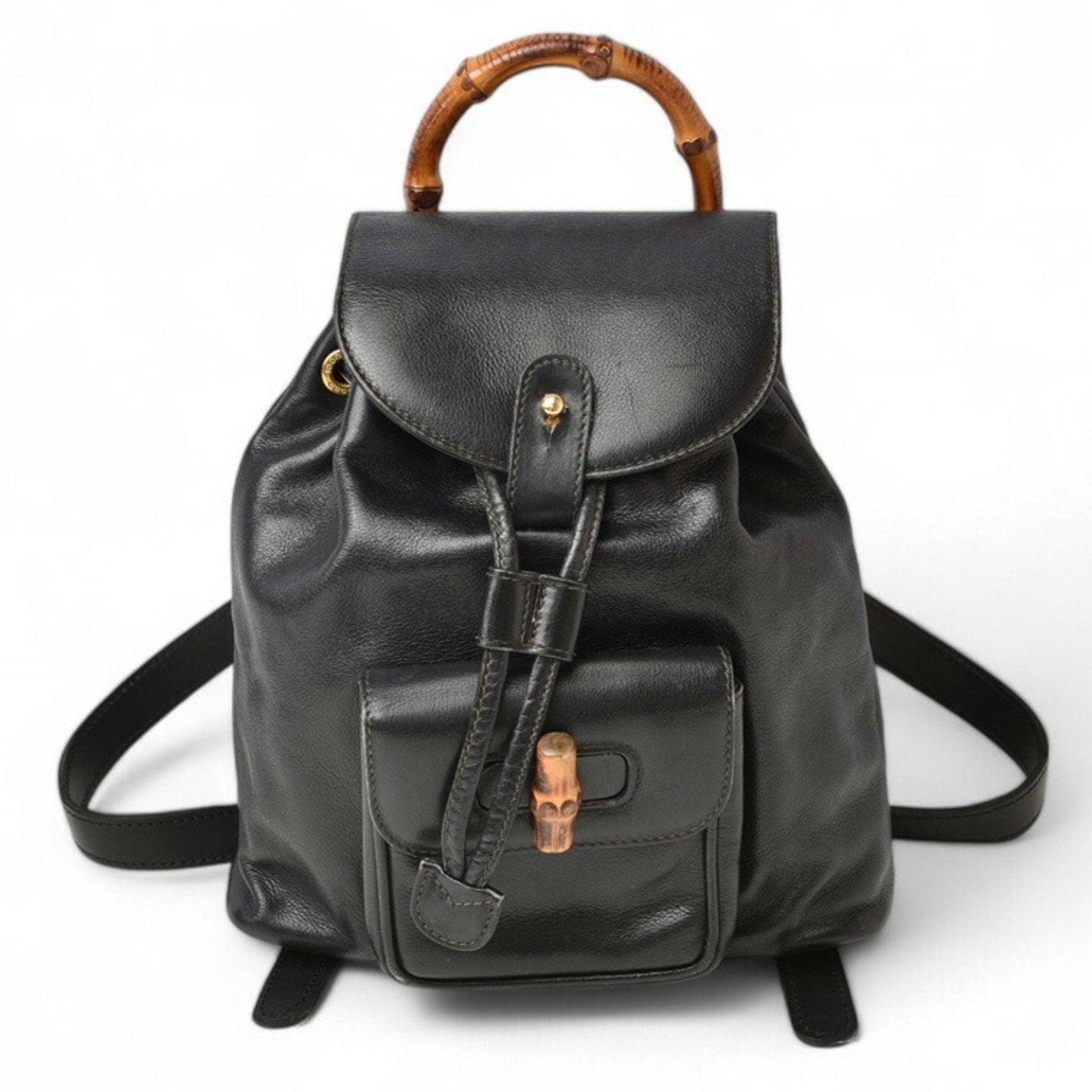 GUCCI Bamboo Backpack Leather Black